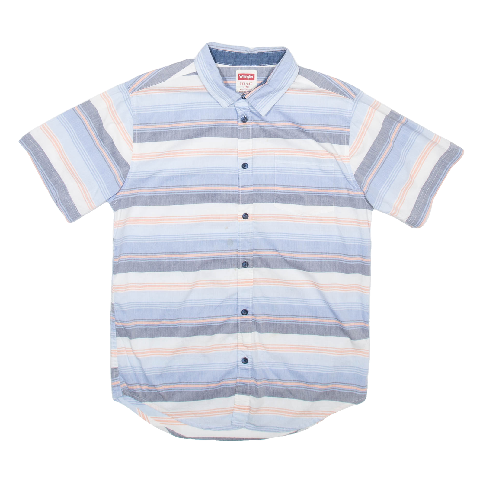 WRANGLER Mens Shirt Blue Striped 2XL Refurbished - N/A refurbished available on Cerqular