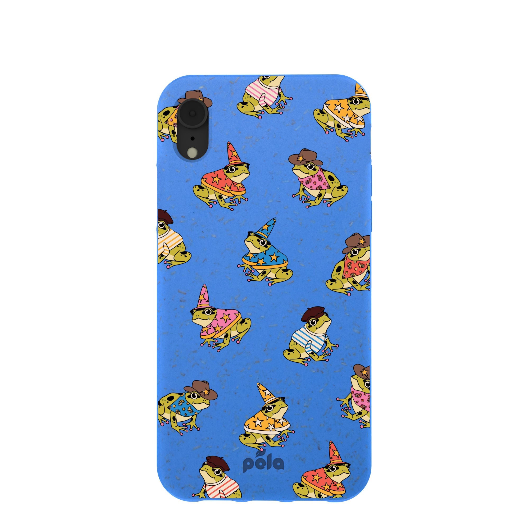 Electric Blue Fancy Frogs iPhone XR Case Refurbished - Pela Case refurbished available on Cerqular
