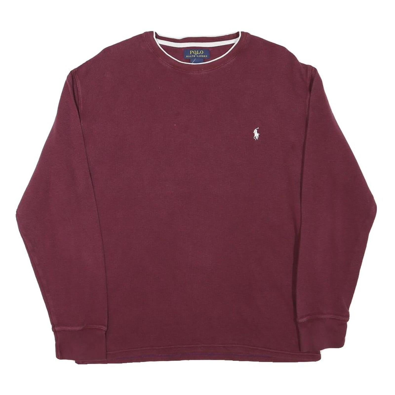 POLO RALPH LAUREN Mens Maroon Plain Cotton Blend Pullover Crew Neck Jumper L Refurbished - N/A refurbished available on Cerqular
