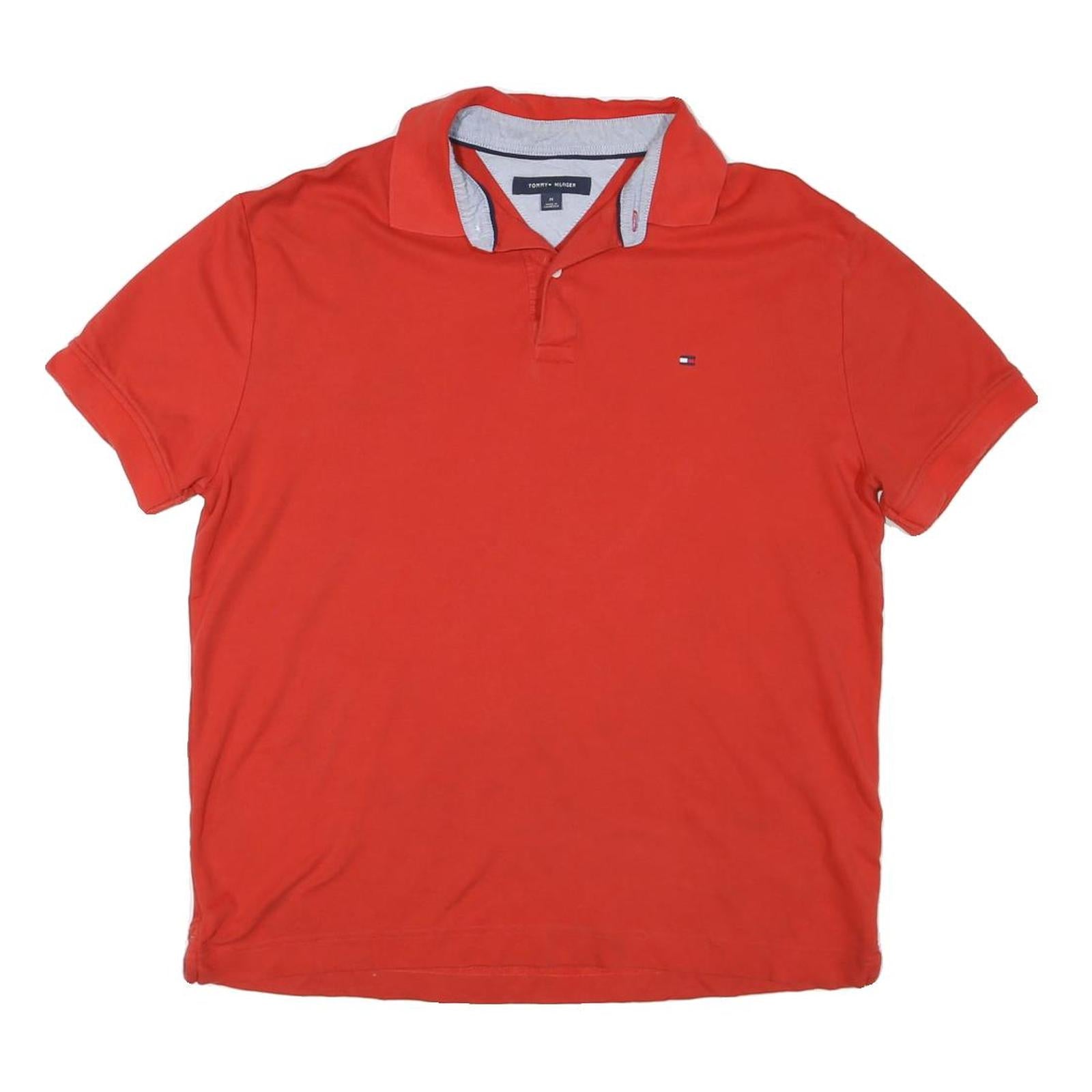 TOMMY HILFIGER Mens Red Short Sleeve Plain Polo Shirt M Classic Fit Logo Refurbished - N/A refurbished available on Cerqular