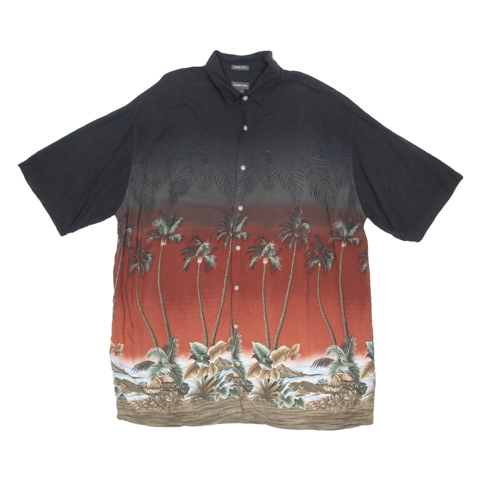 ST. JOHN'S BAY Island Style Tall Mens Hawaiian Shirt Black Floral XL Refurbished - N/A refurbished available on Cerqular