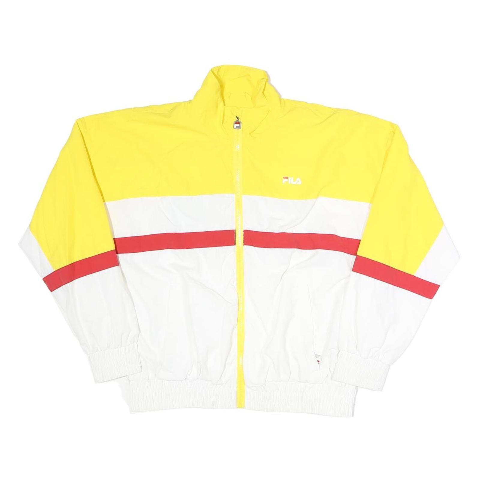 FILA Womens Yellow & White Sports Zip Jacket XS Polyester Track Retro Refurbished - N/A refurbished available on Cerqular