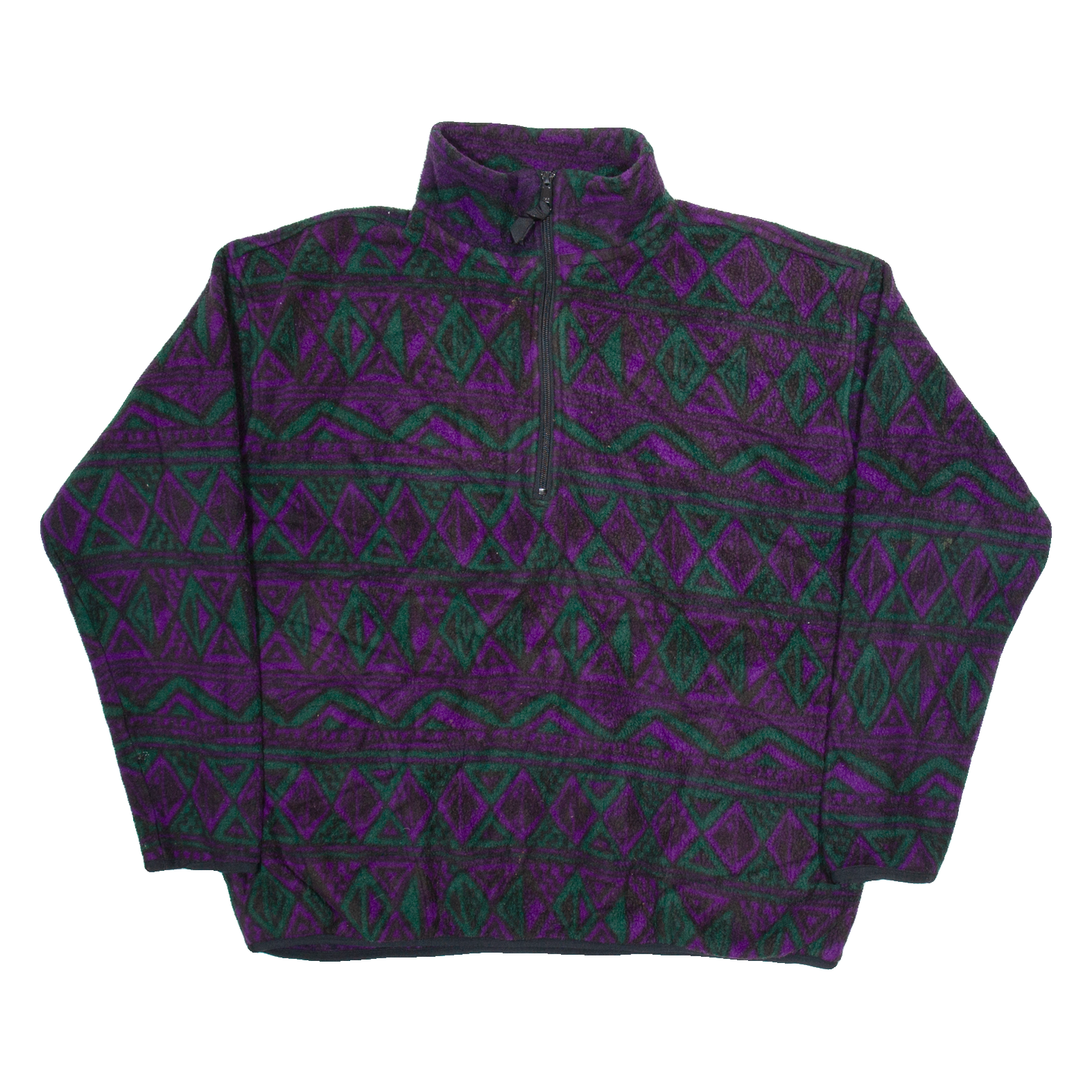 ROUGH DRESS Womens Patterned Fleece Purple Geometric 1/2 Zip Tight Knit L Refurbished - N/A refurbished available on Cerqular