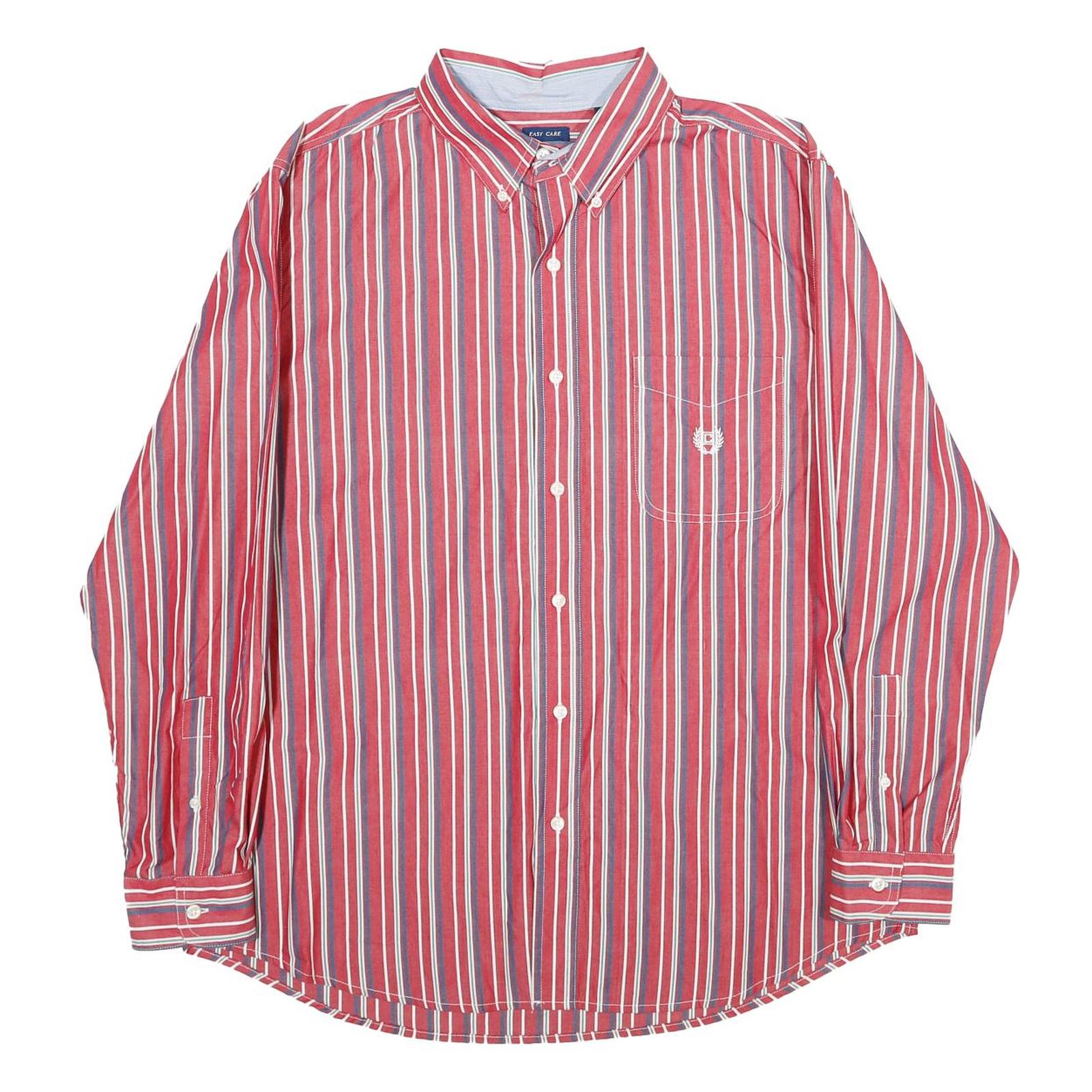 CHAPS Mens Red & Blue Striped Cotton Shirt L Button-Down Long Sleeve Classic Refurbished - N/A refurbished available on Cerqular
