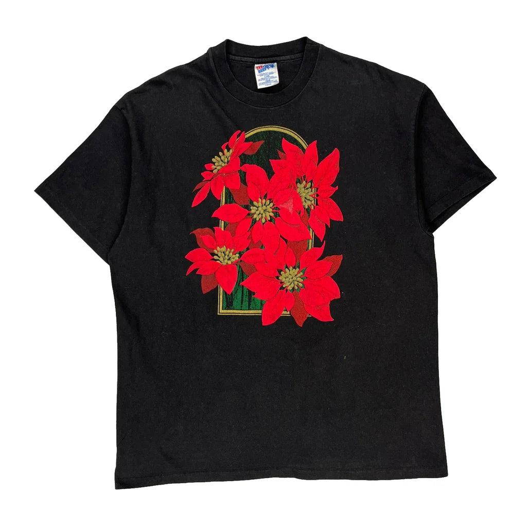 Hanes Single Stitch T-Shirt - XL Black Cotton Refurbished - Thrifted (note: this is a term often used to describe second- refurbished available on Cerqular