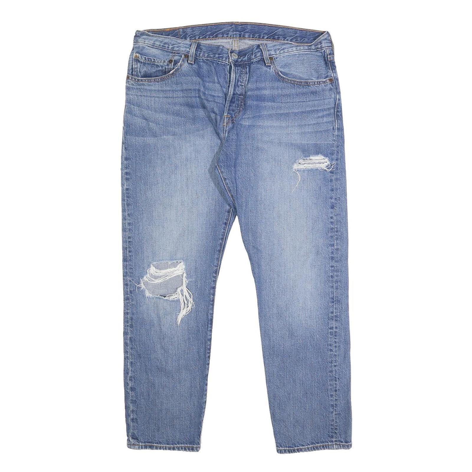 LEVI'S 501CT Mens Jeans Blue Slim Straight Denim Medium W34 L27 Distressed Refurbished - N/A refurbished available on Cerqular