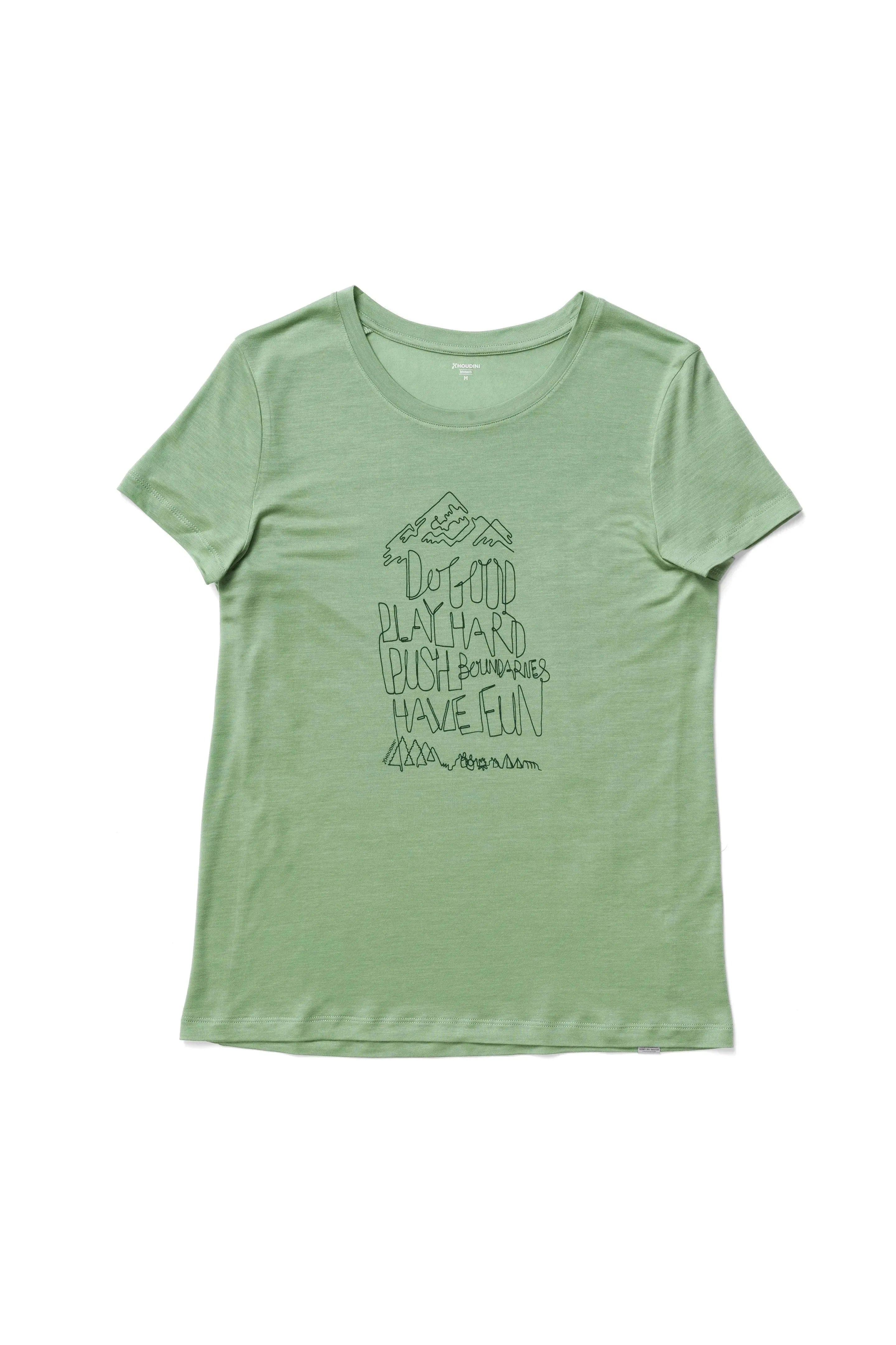 W's Tree Message Tee | Color: Ginkgo Green | Size: S Refurbished - Houdini Sportswear refurbished available on Cerqular
