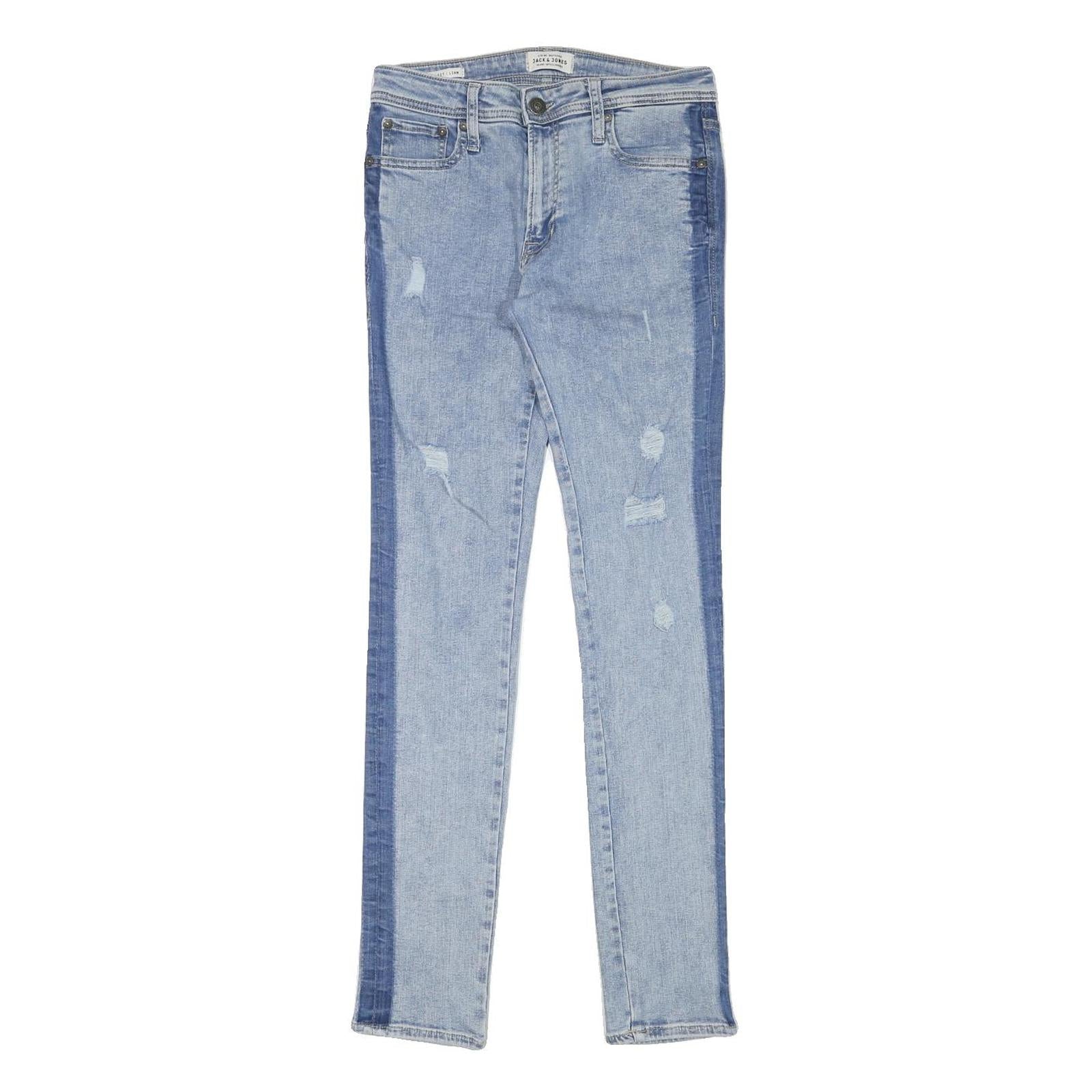 JACK AND JONES Mens Slim Light Blue Denim Stone Wash W28 L31 Contrast Side Panel Refurbished - N/A refurbished available on Cerqular