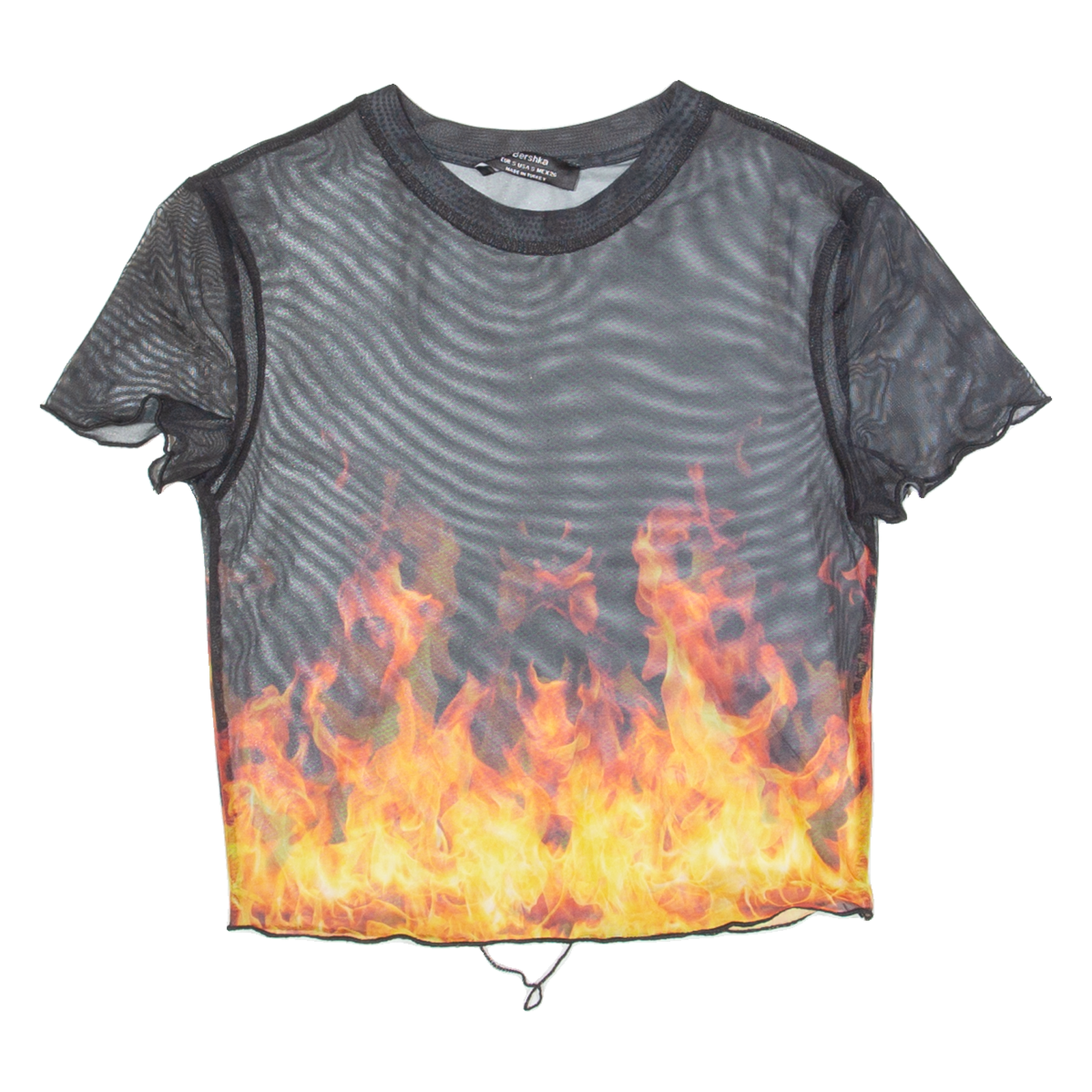 BERSHKA Fire Womens Printed Top Black S Refurbished - N/A refurbished available on Cerqular