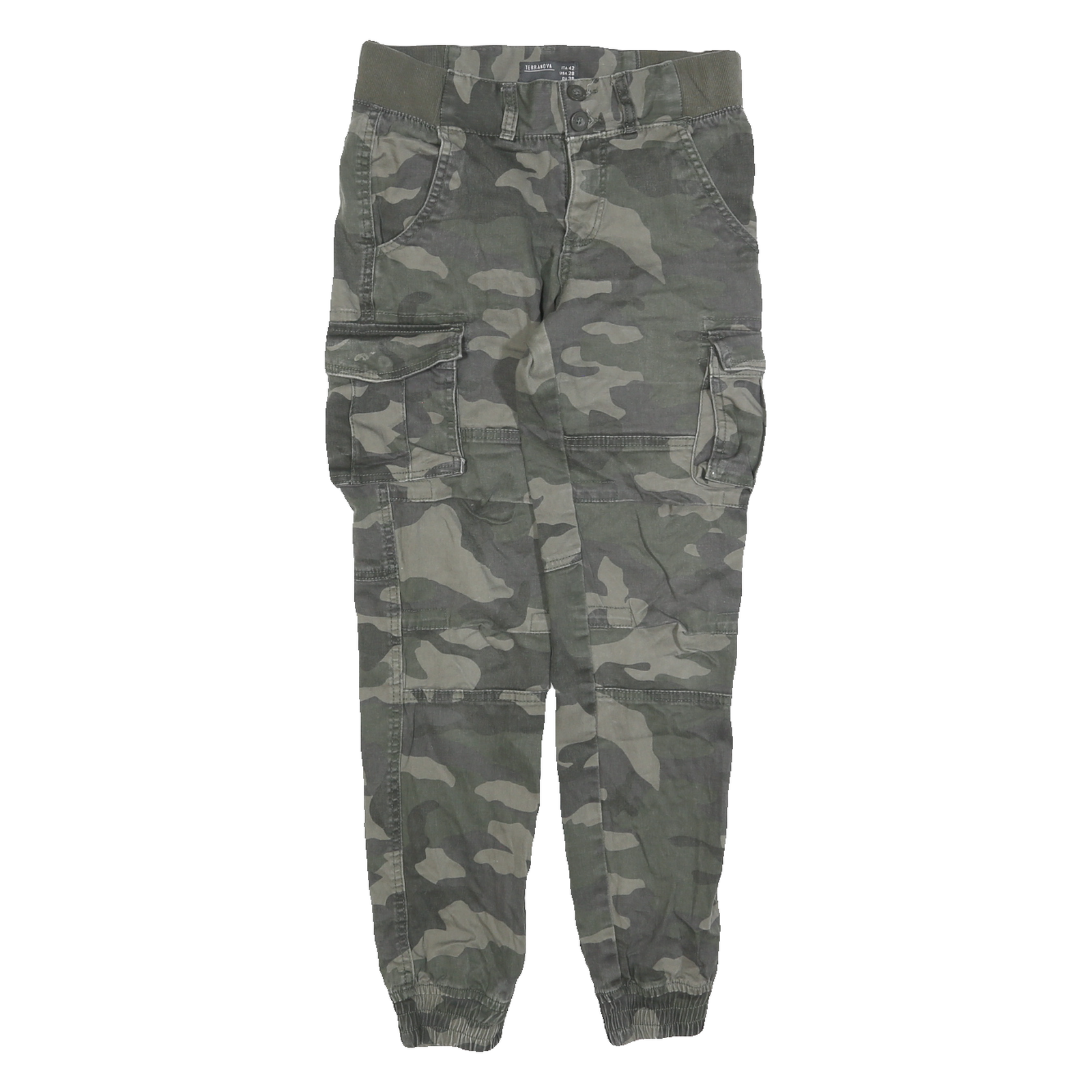 TERRANOVA Mens Slim Camouflage Cargo Cotton Blend Trousers W26 L28 Refurbished - N/A refurbished available on Cerqular