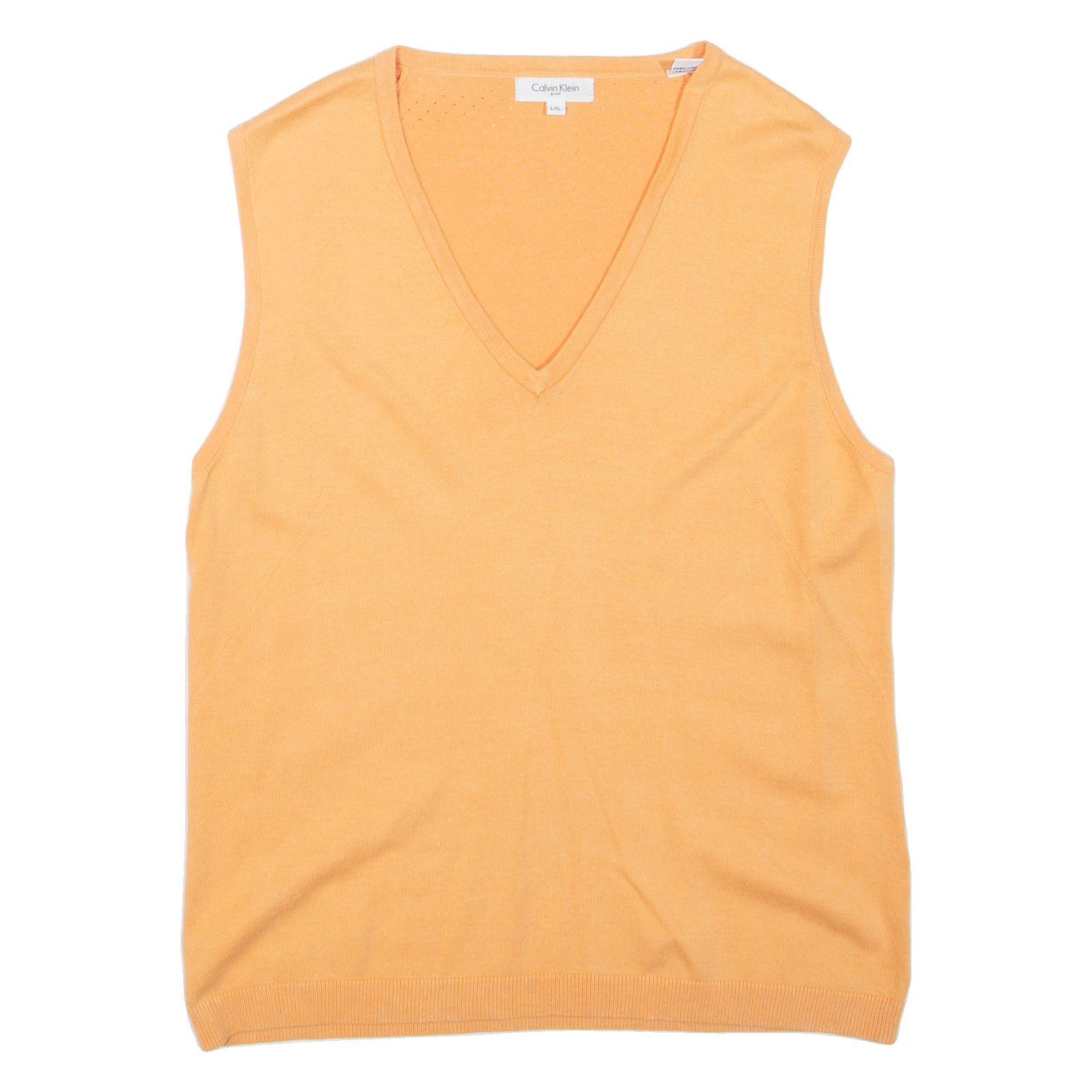 CALVIN KLEIN Womens Jumper Orange V-Neck Tight Knit Sleeveless L Refurbished - N/A refurbished available on Cerqular