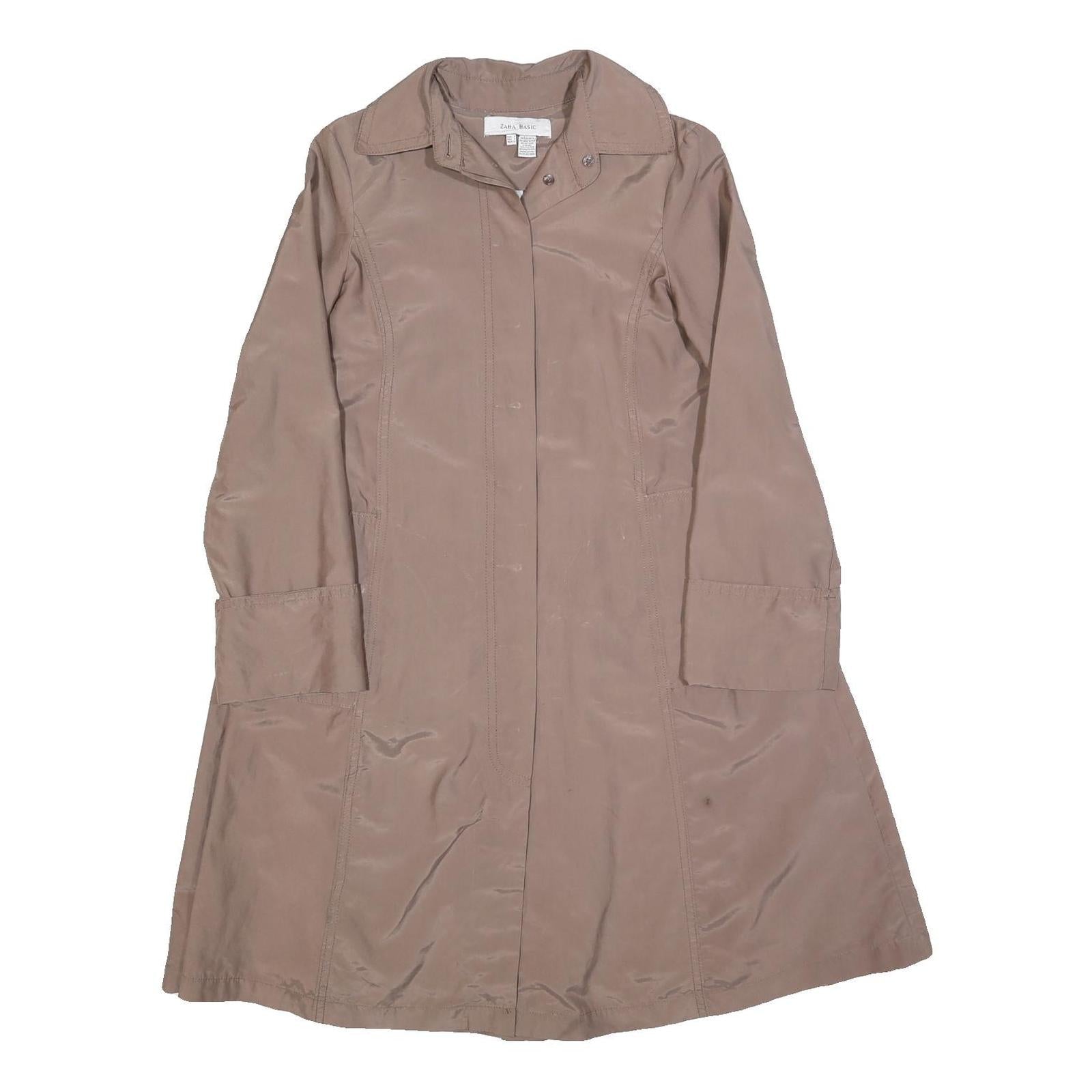 ZARA BASIC Womens Beige Button Jacket S Polyester Blend Plain Classic Fit Refurbished - N/A refurbished available on Cerqular