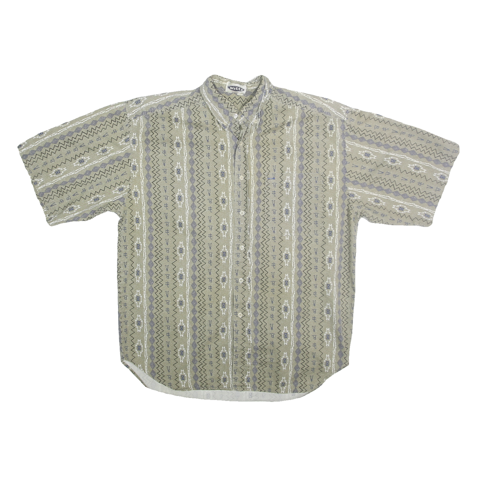 MOLLO Mens Beige Pattern Shirt L Button Front Casual Cotton Summer Wear Refurbished - N/A refurbished available on Cerqular