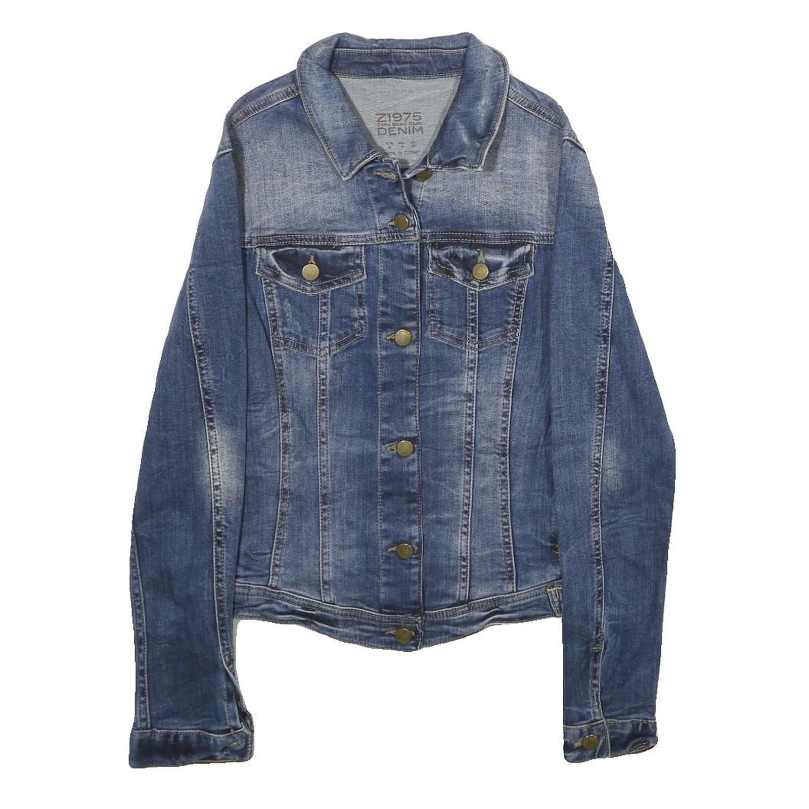 ZARA Womens Blue Denim Jacket M Cotton Blend Classic Casual Button Fastening Refurbished - N/A refurbished available on Cerqular