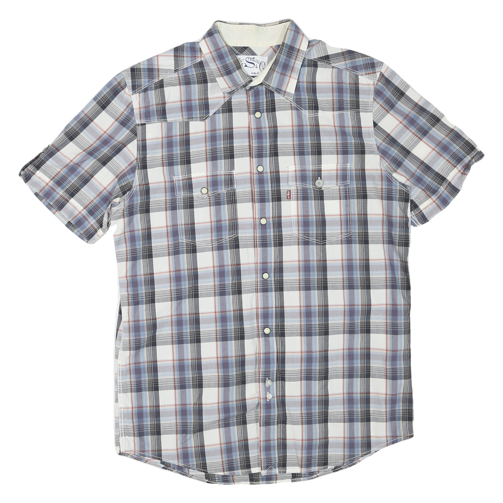 Buy LEVI'S Mens Blue & Black Check Shirt M Casual Cotton Blend Short Sleeve Refurbished - $27.29 LEVI'S Mens Blue & Black Check Shirt M Casual Cotton Blend Short Sleeve Refurbished - N/A refurbished available on Cerqular
