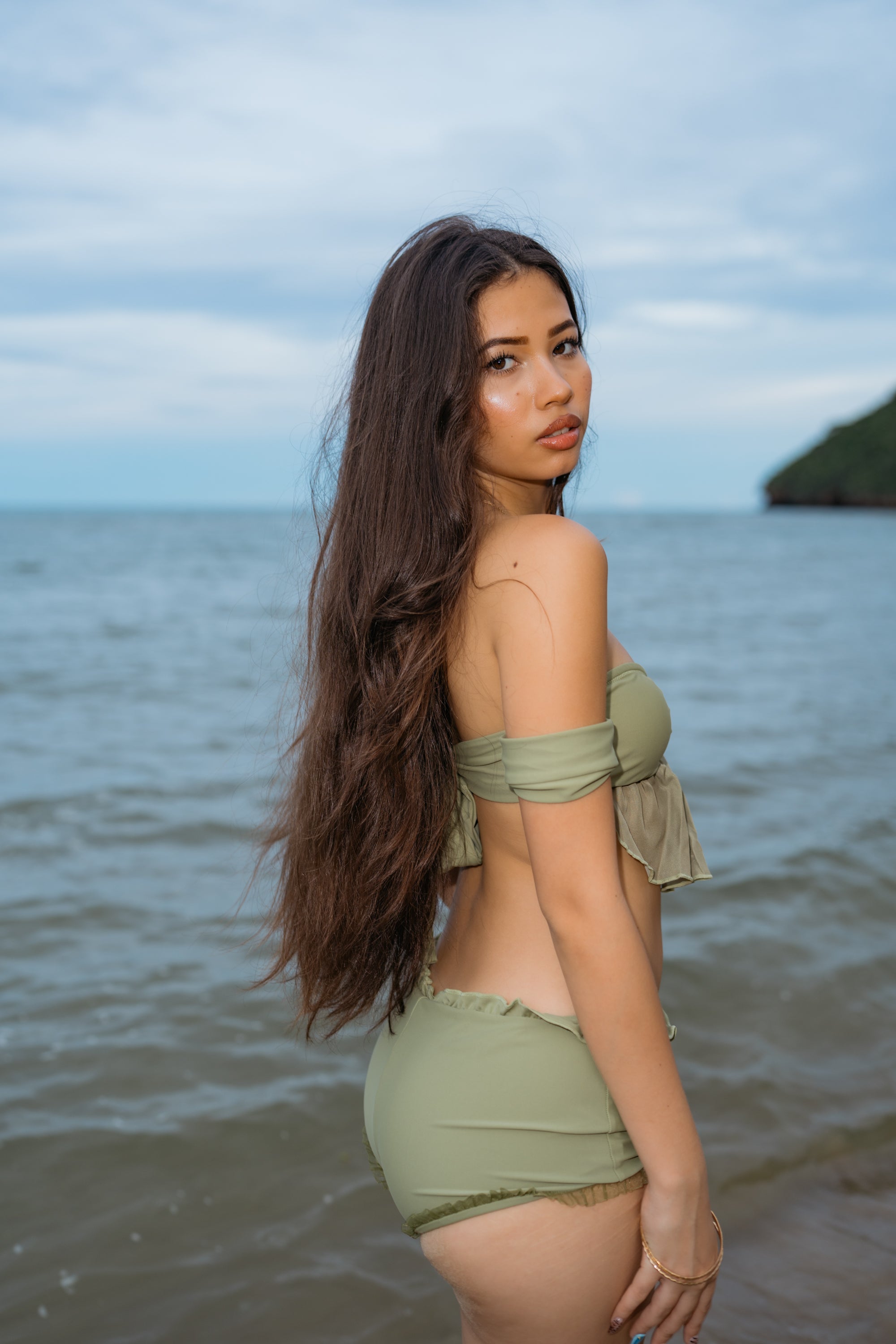 Camilla in Sage Bottoms | Size: Medium | Color: Green Refurbished - Ivy Swimwear refurbished available on Cerqular
