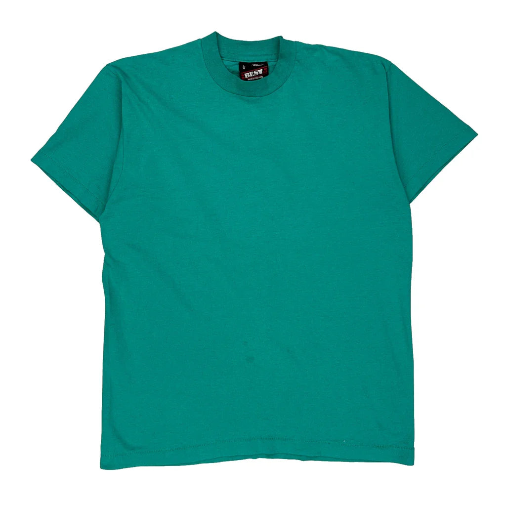Fruit Of The Loom Single Stitch T-Shirt - Large Green Cotton Blend Refurbished - Thrifted (note: this is a term often used to describe second- refurbished available on Cerqular
