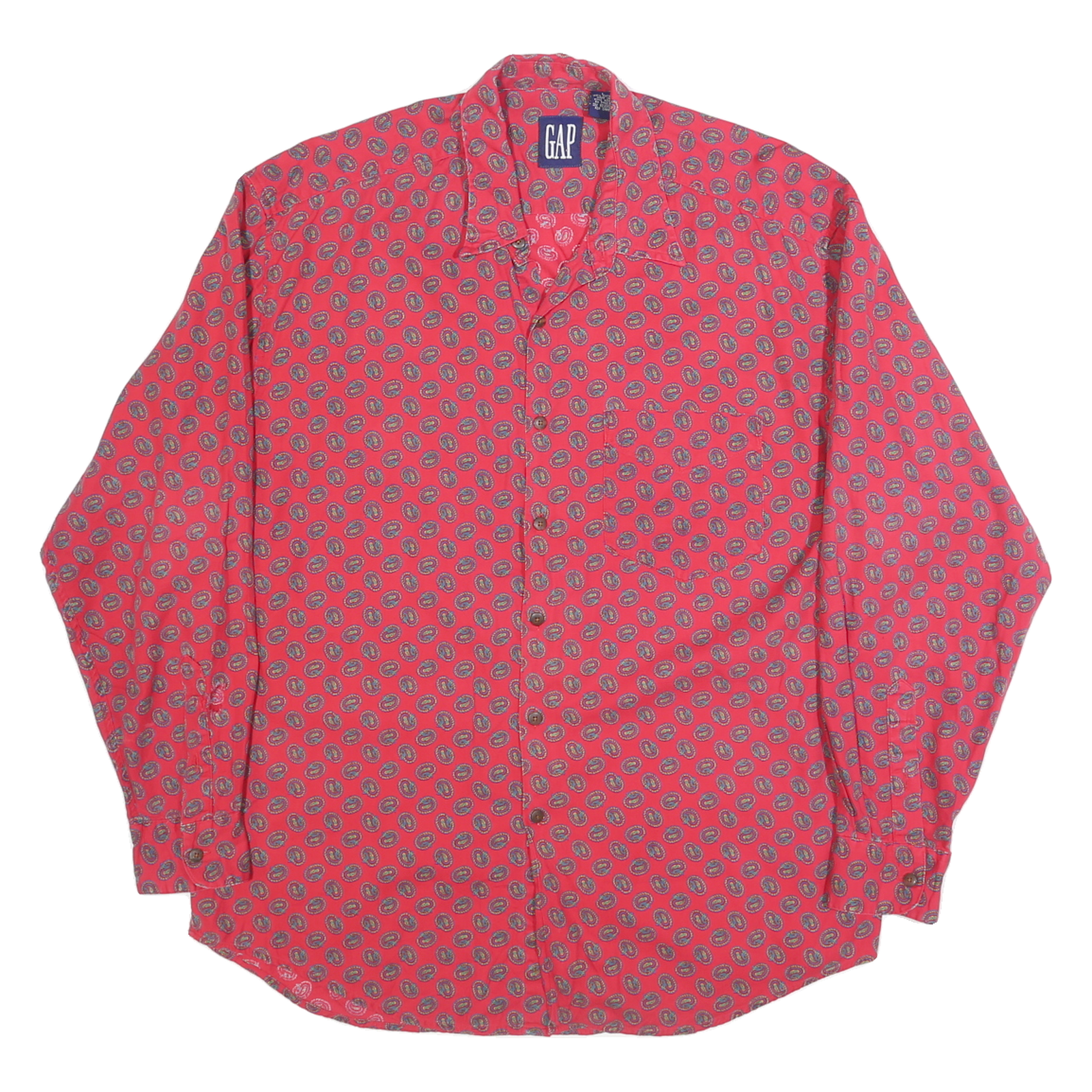 GAP Mens Red Paisley Pattern Shirt L Cotton Long Sleeve Casual Stylish Refurbished - N/A refurbished available on Cerqular