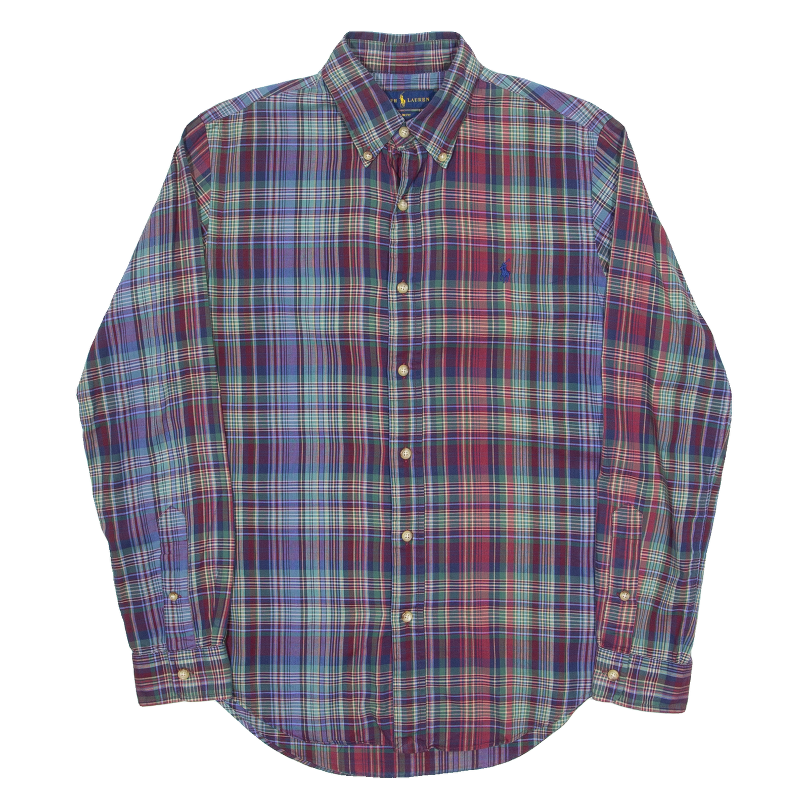 RALPH LAUREN Slim Fit Mens Shirt Blue Check Long Sleeve S Refurbished - N/A refurbished available on Cerqular