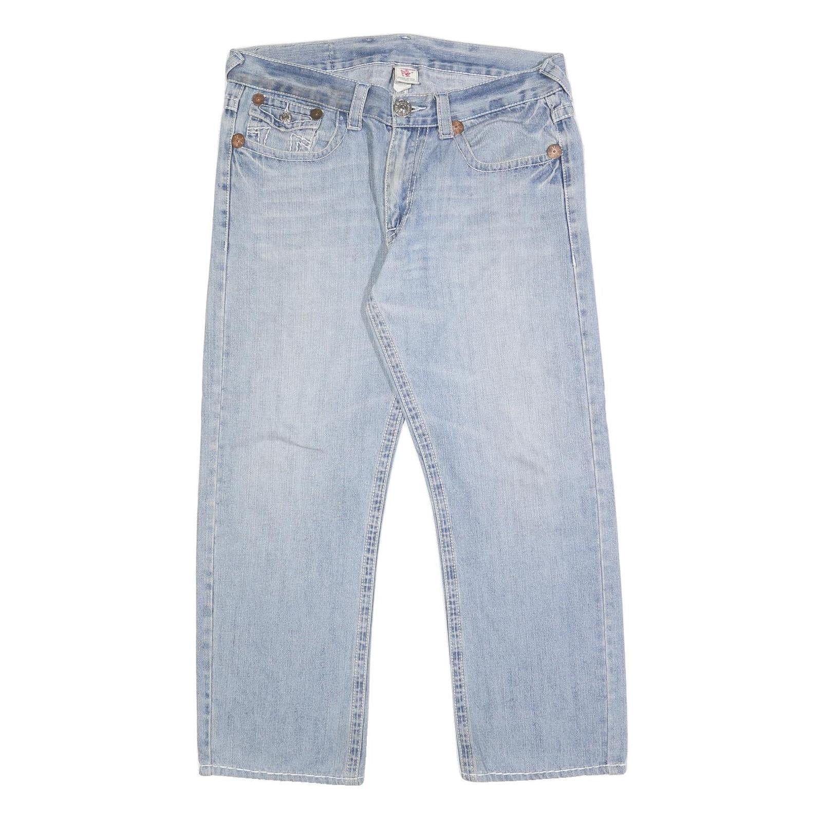 TRUE RELIGION Mens Regular Fit Blue Denim Jeans W36 L27 Zip Pocket Casual Refurbished - N/A refurbished available on Cerqular