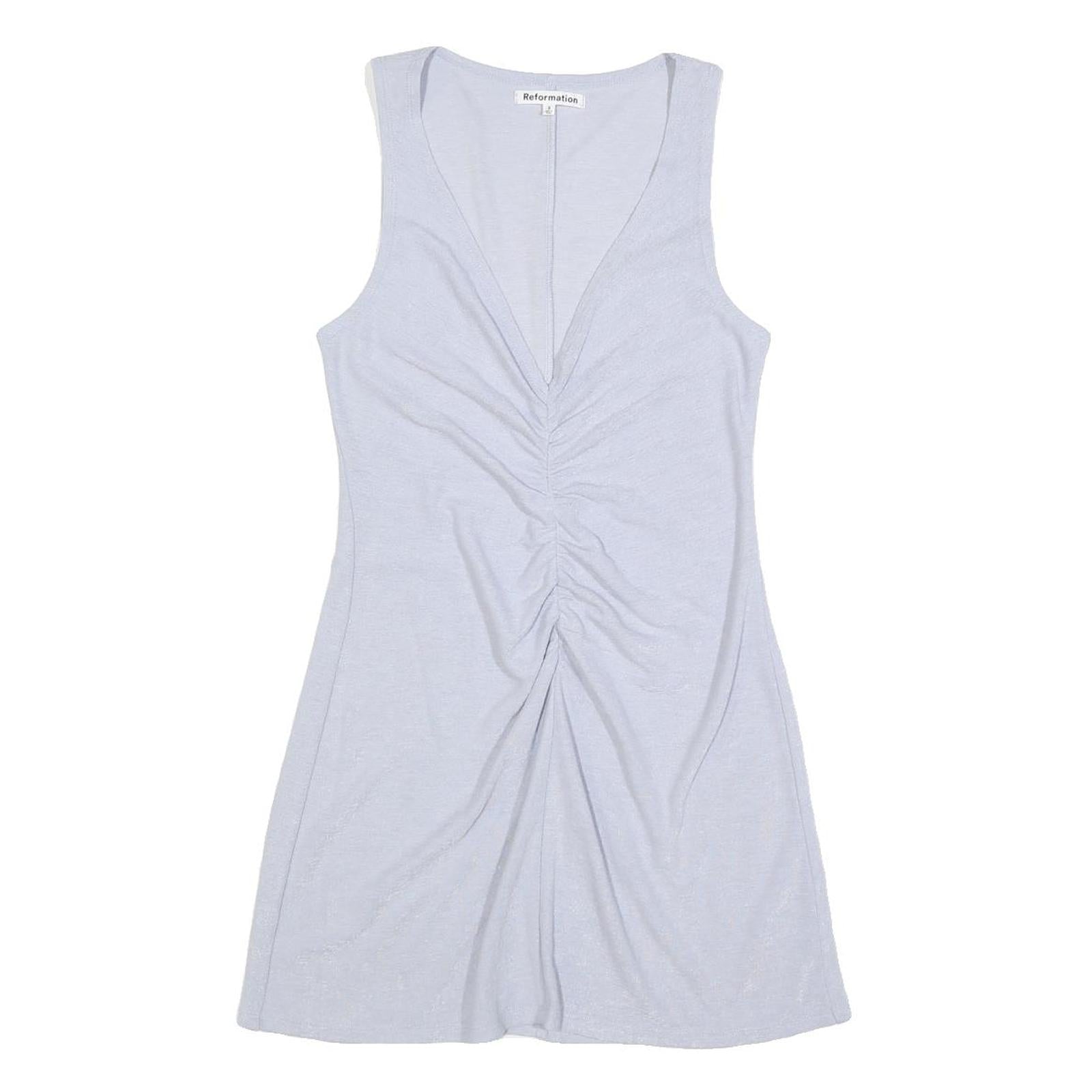 REFORMATION Womens Light Blue Dress Sleeveless Polyester Blend Mini Size S Refurbished - N/A refurbished available on Cerqular