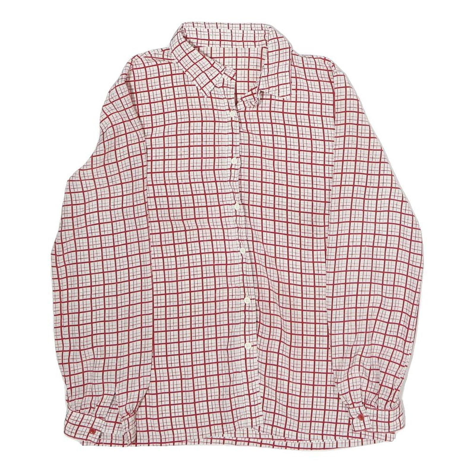 Womens White & Red Checked Shirt M Button Down Long Sleeve Polyester Casual Refurbished - N/A refurbished available on Cerqular