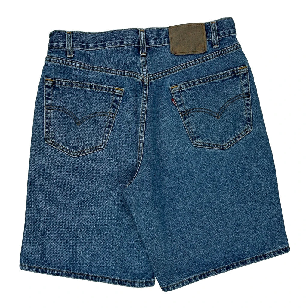 Levis Denim Shorts - 32W 10L Blue Denim Refurbished - Thrifted (note: this is a term often used to describe second- refurbished available on Cerqular