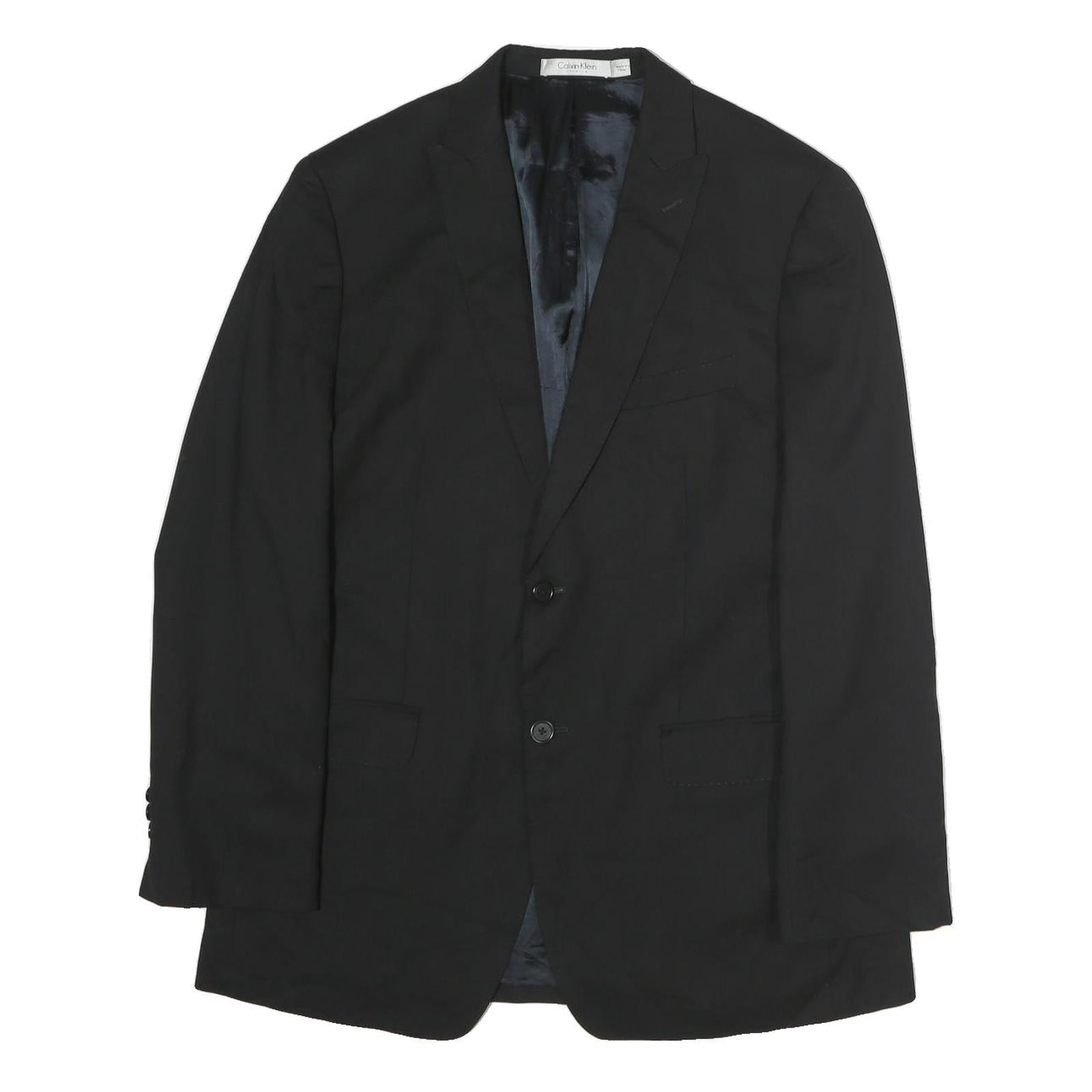 CALVIN KLEIN Mens Black Classic Jacket L Cotton Button Plain Formal Blazer Refurbished - N/A refurbished available on Cerqular
