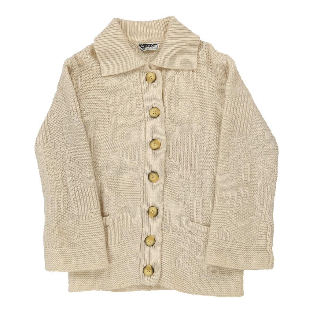 Benetton Cardigan - Large Cream Virgin Wool | Size: large Refurbished - N/A (Preloved Designer is not a specific brand, it refurbished available on Cerqular