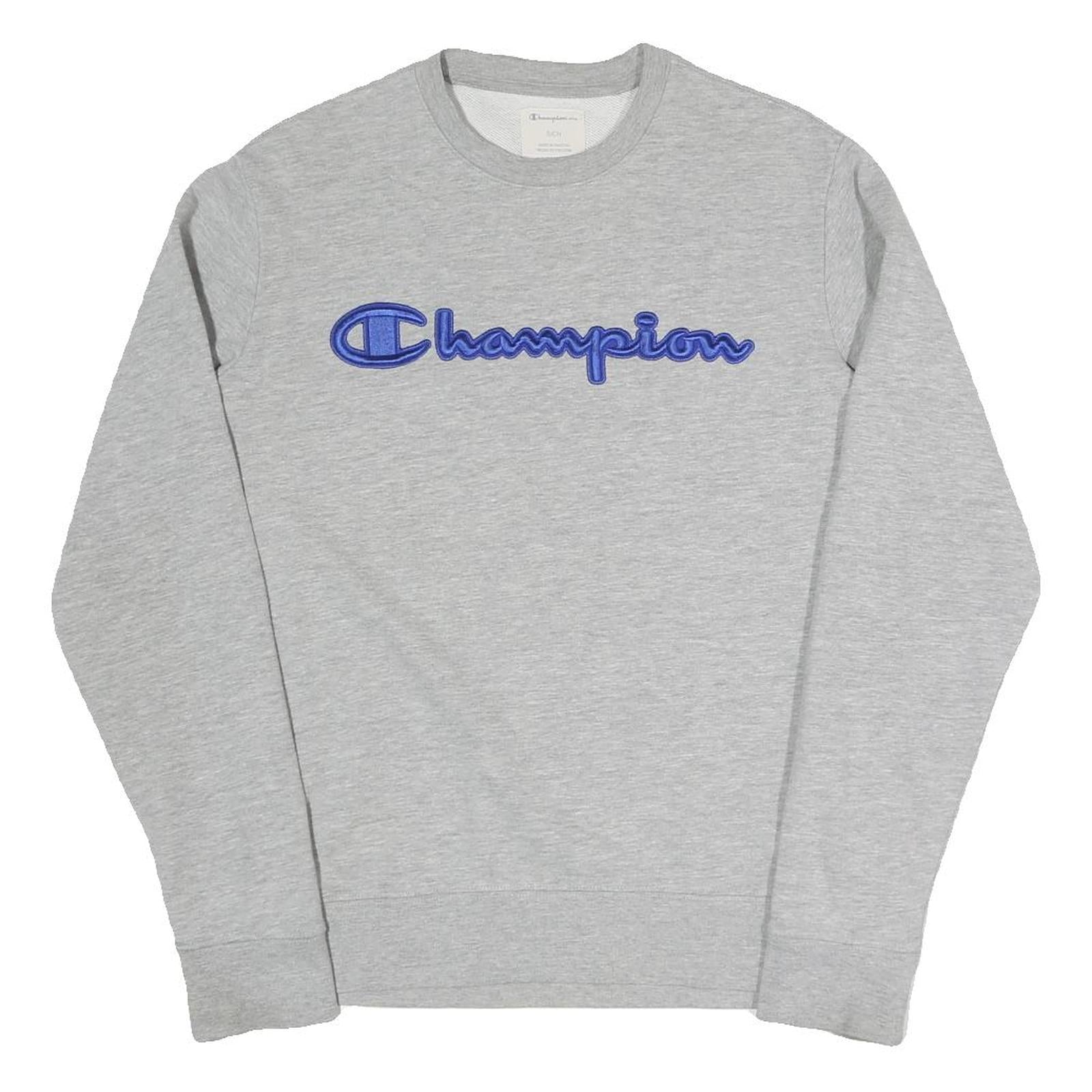 CHAMPION Mens Grey Crew Neck S Logo Sweatshirt Cotton Blend Casual Pullover Refurbished - N/A refurbished available on Cerqular