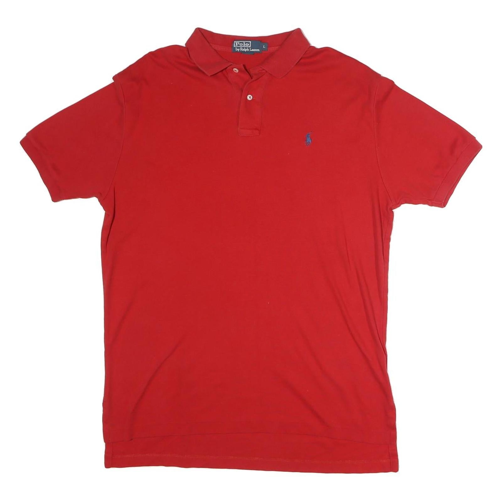 POLO RALPH LAUREN Mens Red Polo Shirt L Cotton Short Sleeve Classic Fit Refurbished - N/A refurbished available on Cerqular