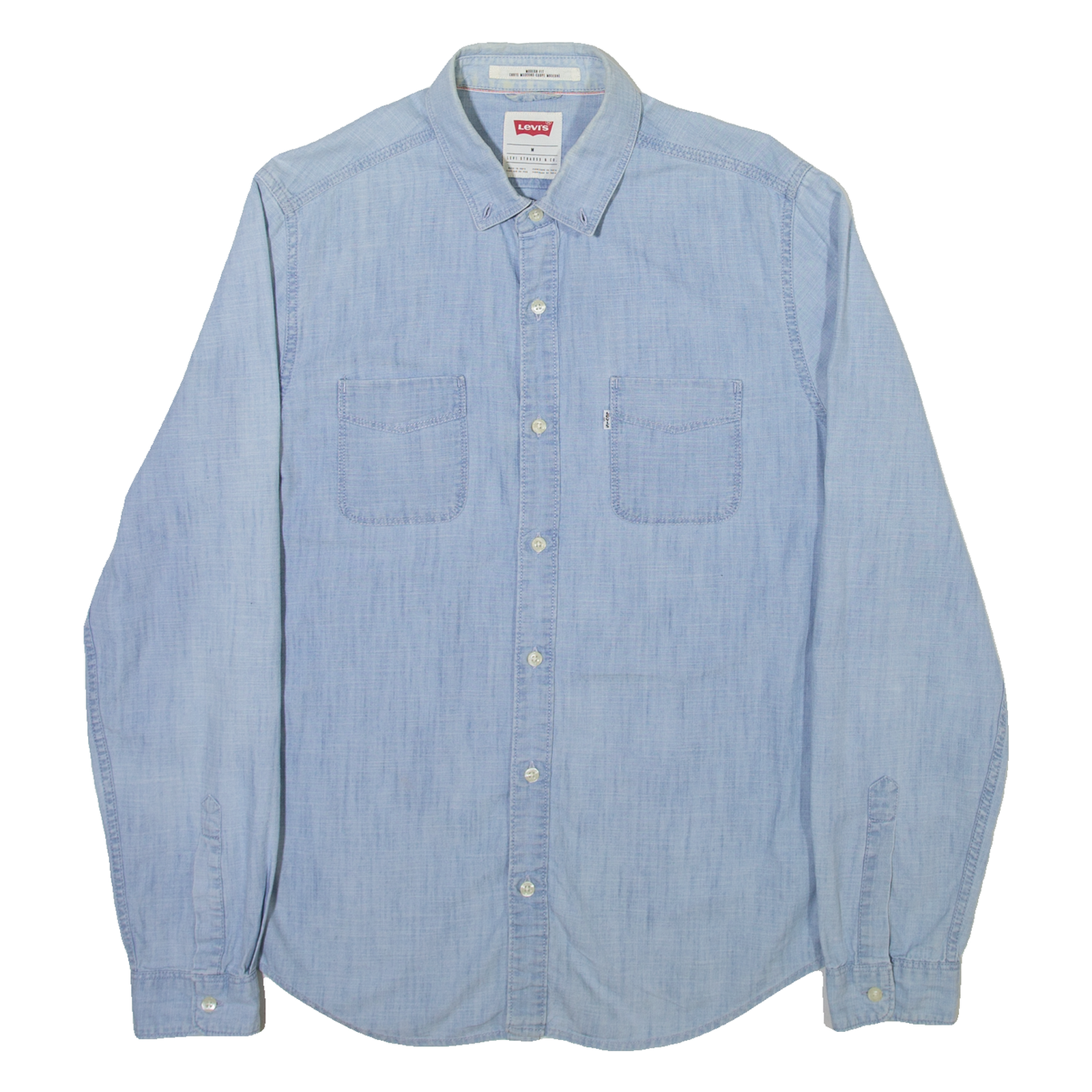 LEVI'S Mens Plain Shirt Blue Long Sleeve M Refurbished - N/A refurbished available on Cerqular