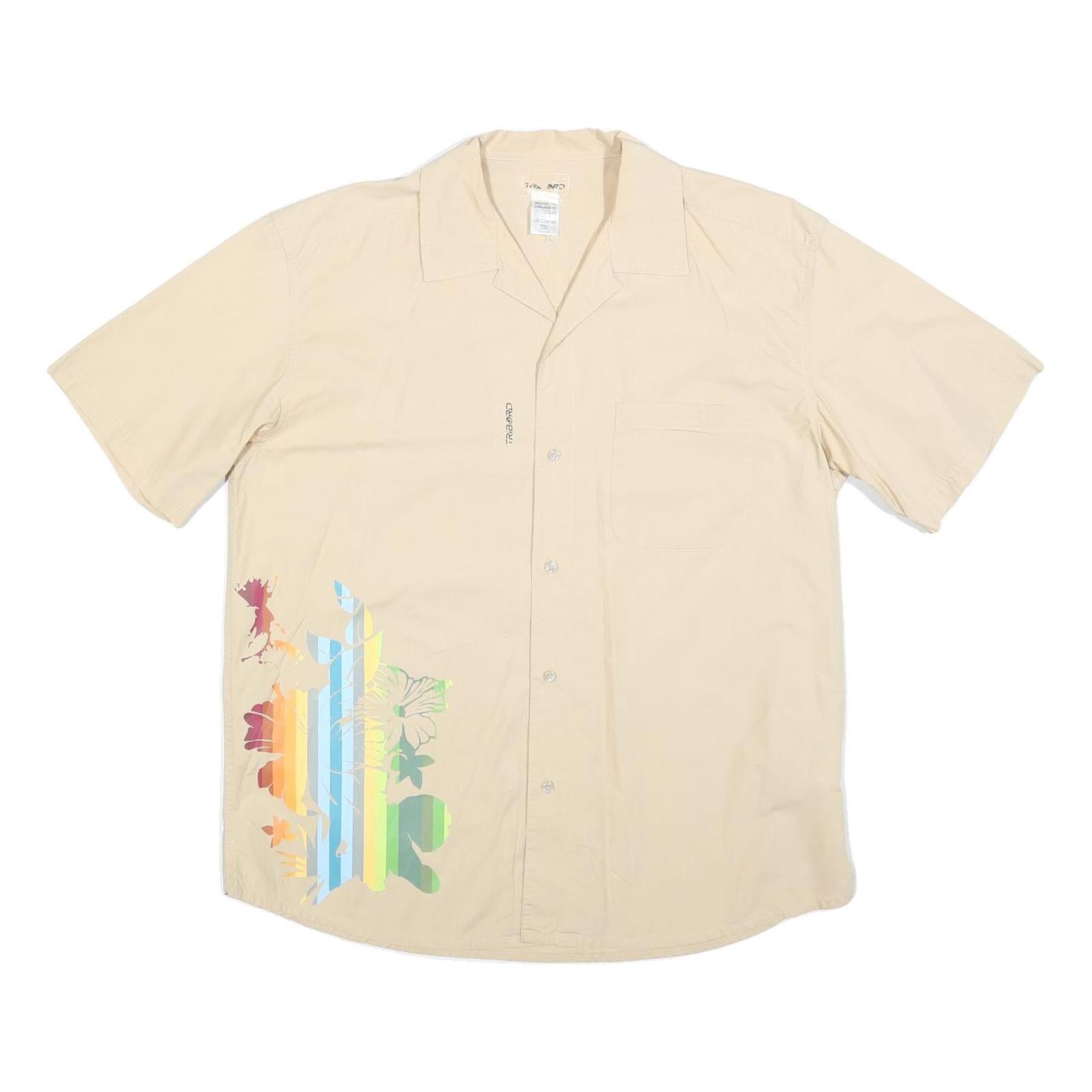 TRIBORD Mens Beige Hawaiian Shirt L Floral Print Cotton Blend Casual Summer Refurbished - N/A refurbished available on Cerqular