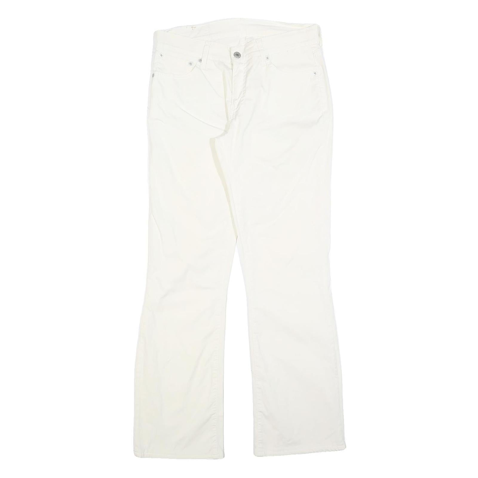 White Mens Cotton Blend Regular Fit Zip Closure Trousers W30 L31 Casual Wear Refurbished - N/A refurbished available on Cerqular