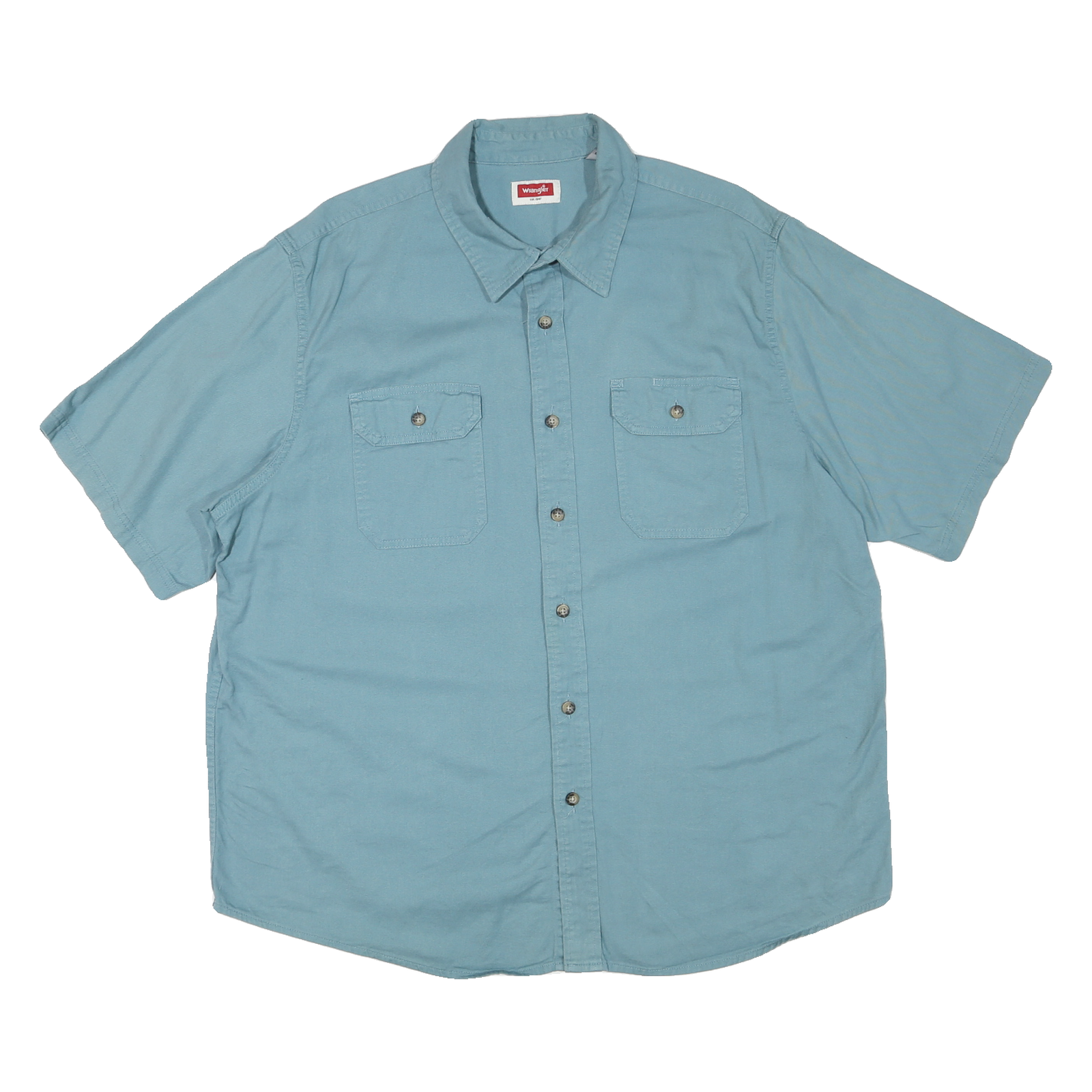 WRANGLER Mens Blue Short Sleeve Shirt XL Button Front Casual Cotton Blend Refurbished - N/A refurbished available on Cerqular