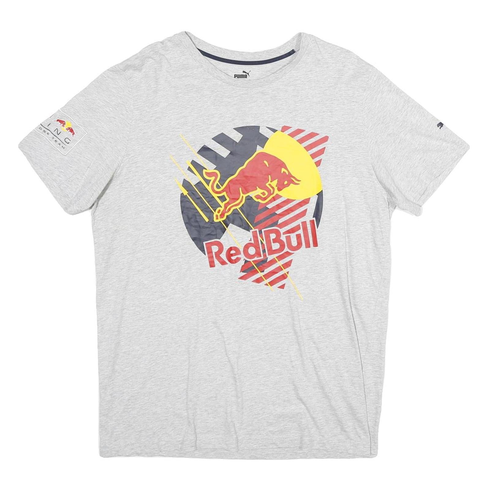 PUMA Mens Grey Red Bull Graphic T-Shirt L Short Sleeve Crew Neck Sportswear Refurbished - N/A refurbished available on Cerqular