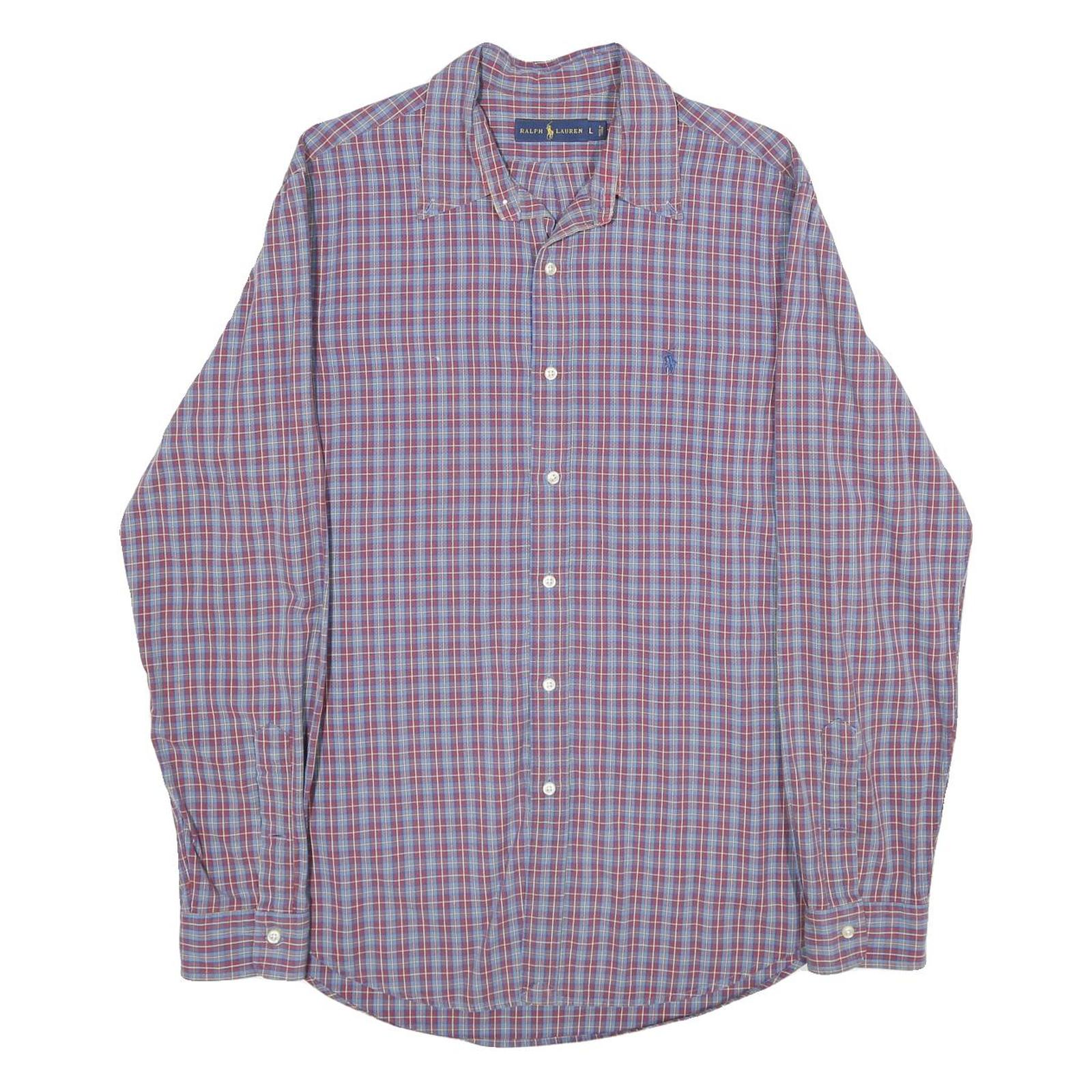 RALPH LAUREN Mens Blue & Red Check Cotton Shirt L Casual Classic Fit Refurbished - N/A refurbished available on Cerqular