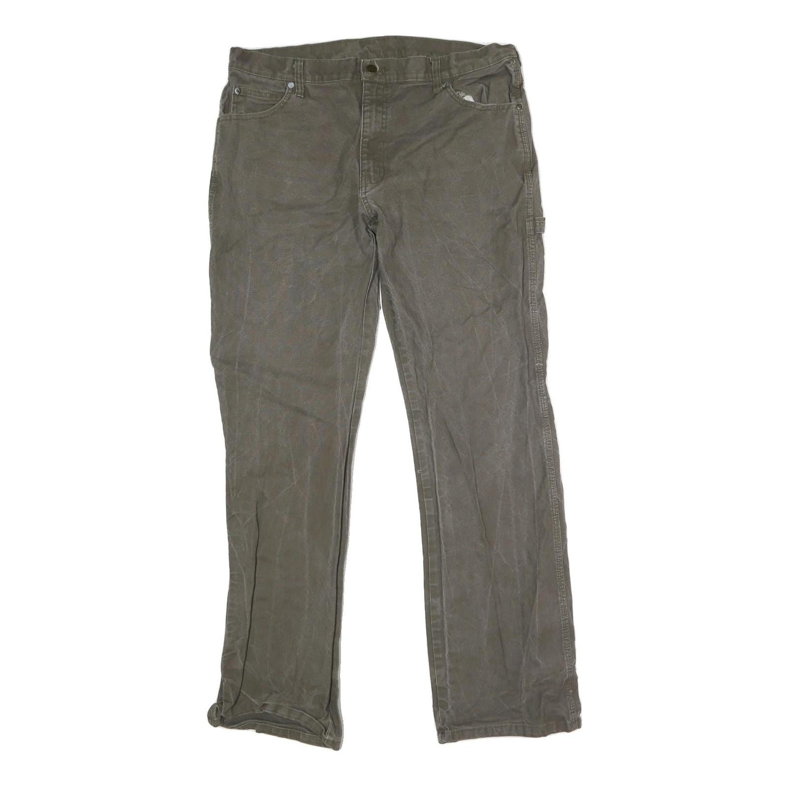 DICKIES Mens Cotton Blend Regular Fit Brown Trousers W38 L33 Workwear Utility Refurbished - N/A refurbished available on Cerqular