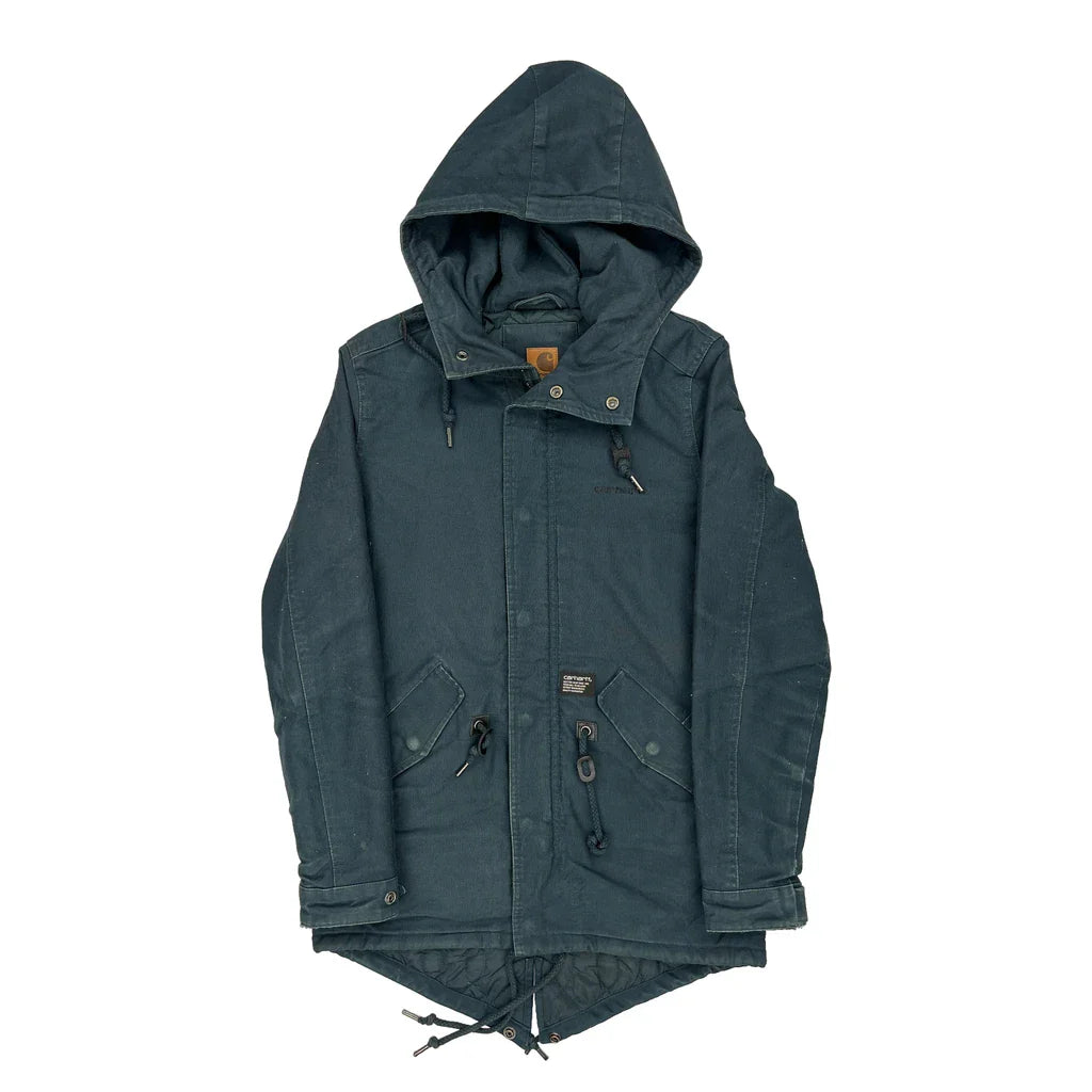 Carhartt Mdn Parka - XS Blue Cotton Refurbished - Thrifted (note: this is a term often used to describe second- refurbished available on Cerqular