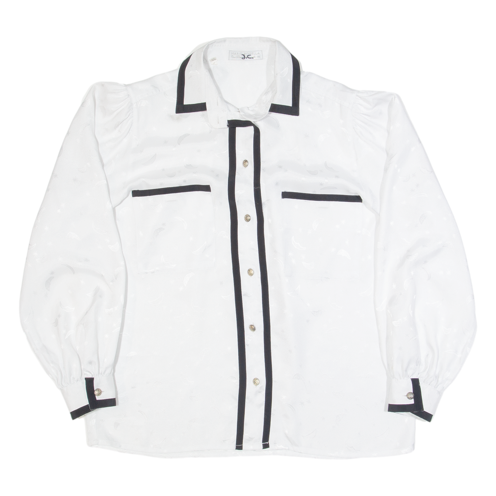 MARIC ROSELLA Womens Printed Shirt White Collared Long Sleeve 90s L Refurbished - N/A refurbished available on Cerqular
