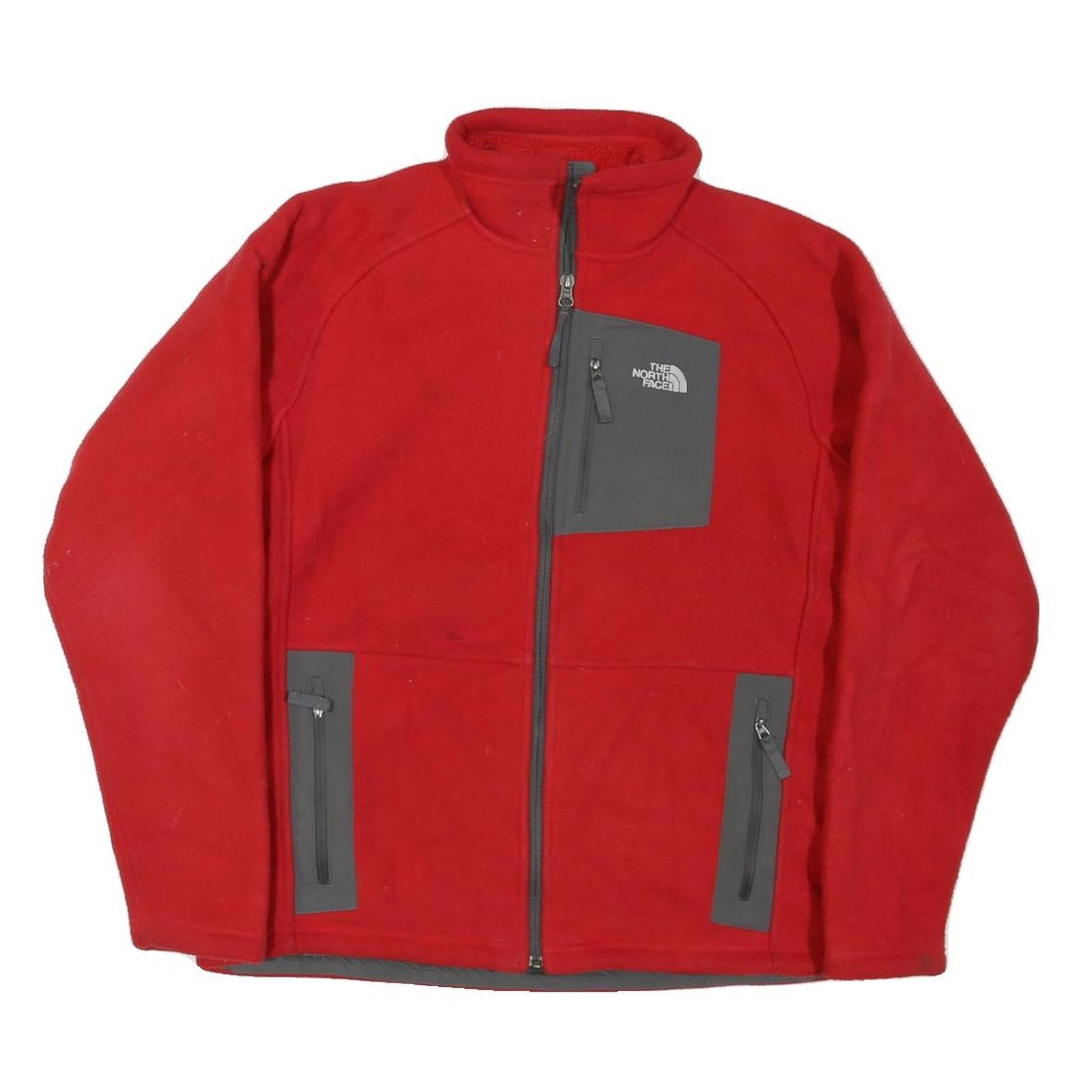 THE NORTH FACE Womens Red & Grey Zip Jacket XL Polyester Blend Fleece Outdoor Refurbished - N/A refurbished available on Cerqular