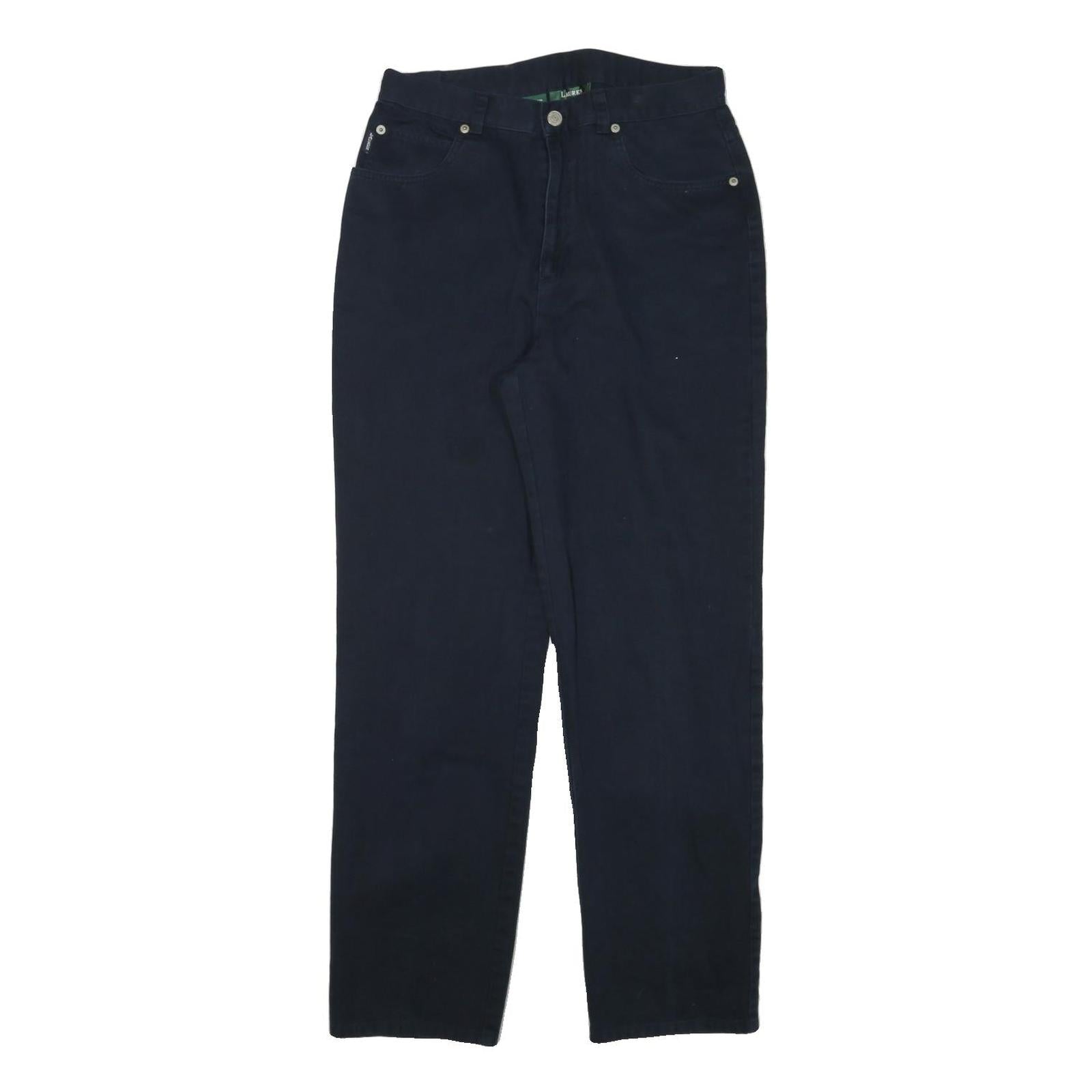LAUREN RALPH LAUREN Womens Cotton Blend Navy Relaxed Straight Trousers W29 L29 Refurbished - N/A refurbished available on Cerqular