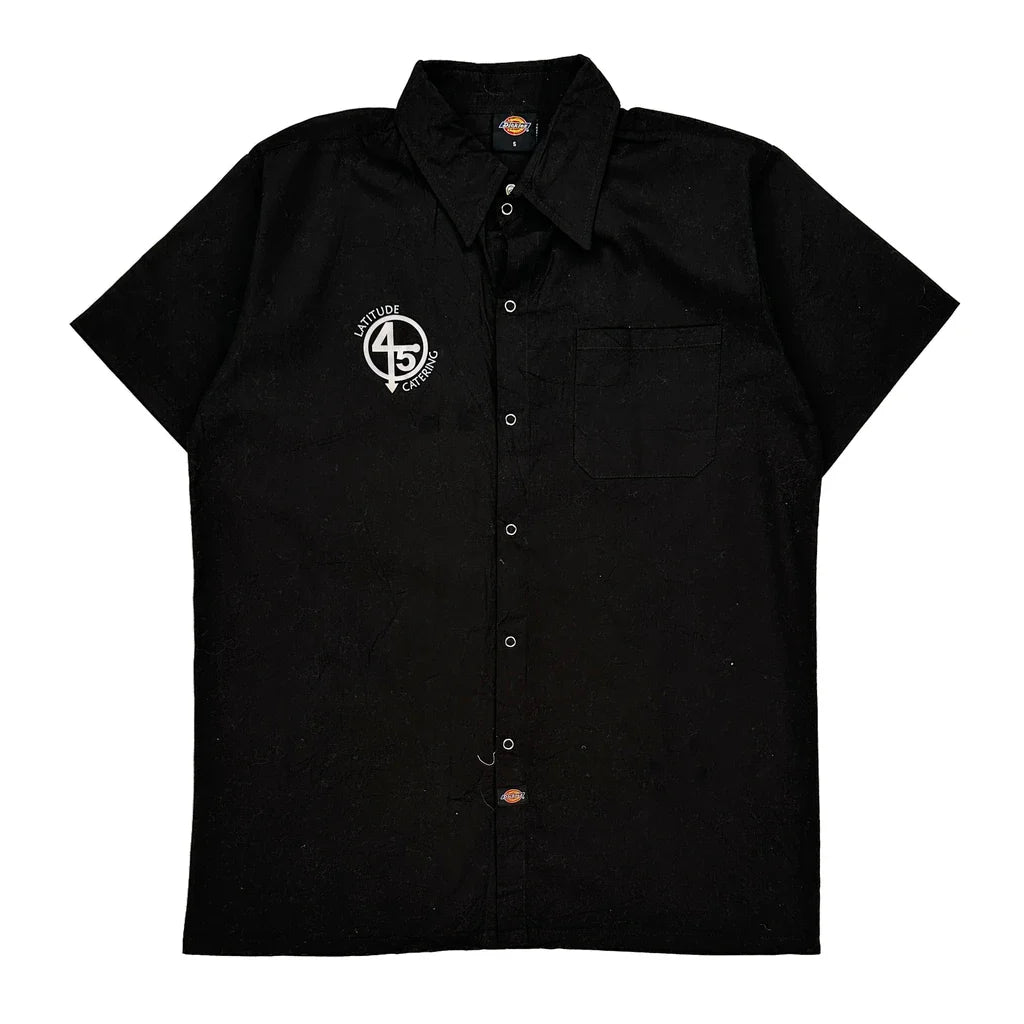 Latitude 45 Catering Dickies Short Sleeve Shirt - Small Black Cotton Refurbished - Thrifted (note: this is a term often used to describe second- refurbished available on Cerqular