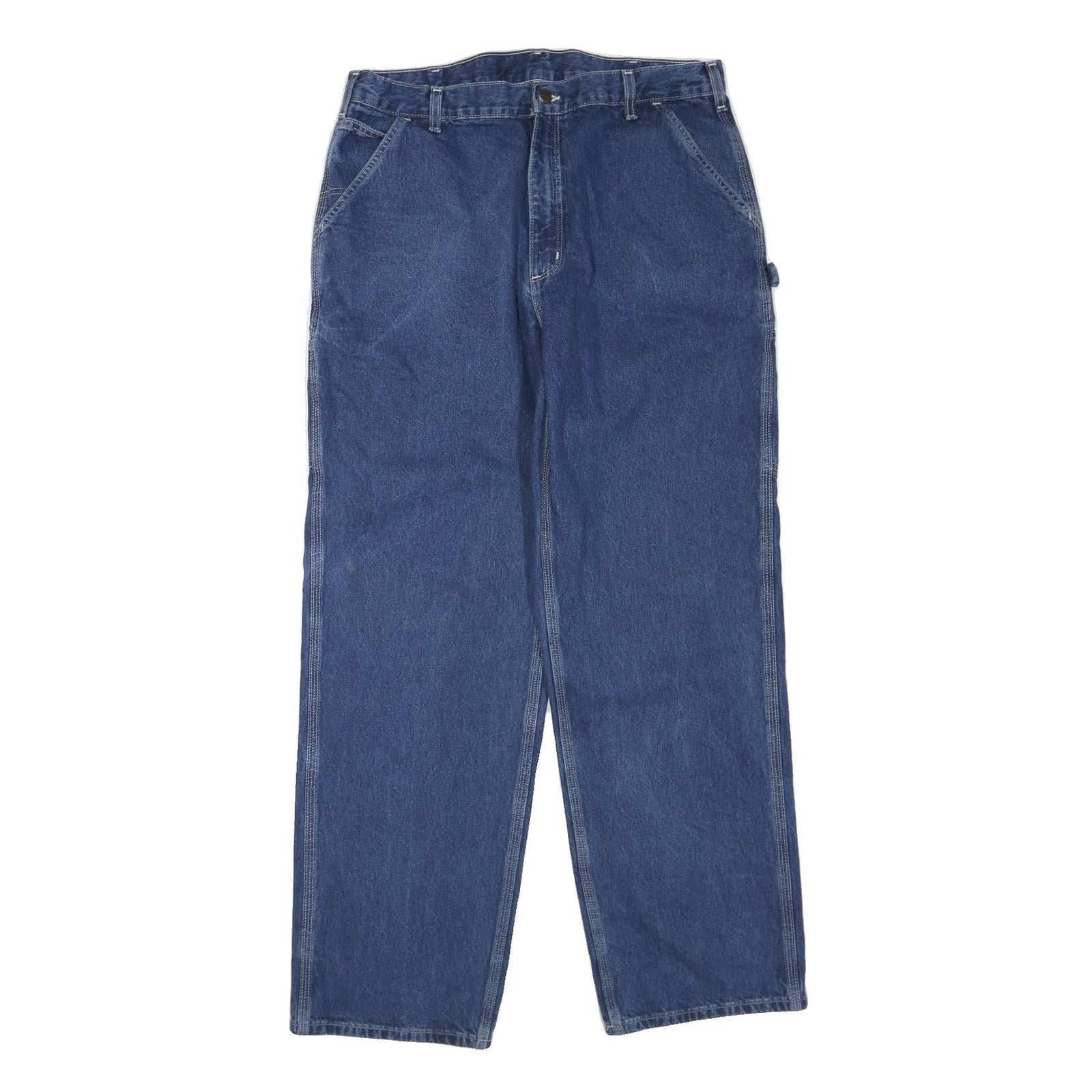 CARHARTT Mens Blue Regular Straight Denim Medium W38 L32 Workwear Zip Jeans Refurbished - N/A refurbished available on Cerqular