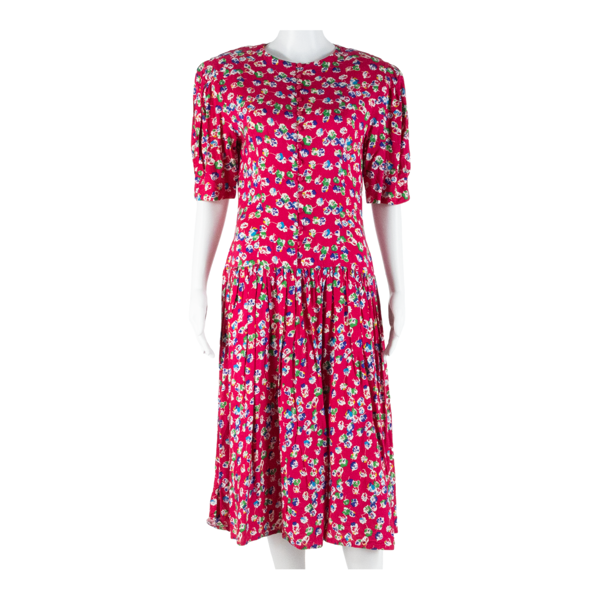 ERIKA'S PLACE Womens Day Dress Pink Floral Short Sleeve Midi M Refurbished - N/A refurbished available on Cerqular