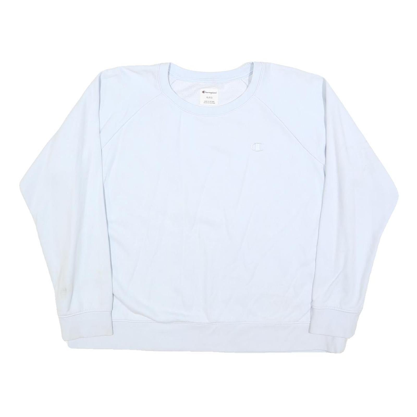 CHAMPION Womens White Crew Neck XL Cotton Blend Sweatshirt Logo Embroidered Refurbished - N/A refurbished available on Cerqular
