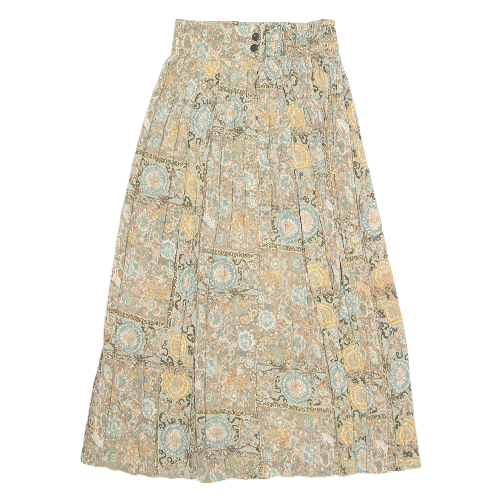 Womens Pleated Skirt Brown Midi 90s Crazy Pattern M Refurbished - N/A refurbished available on Cerqular