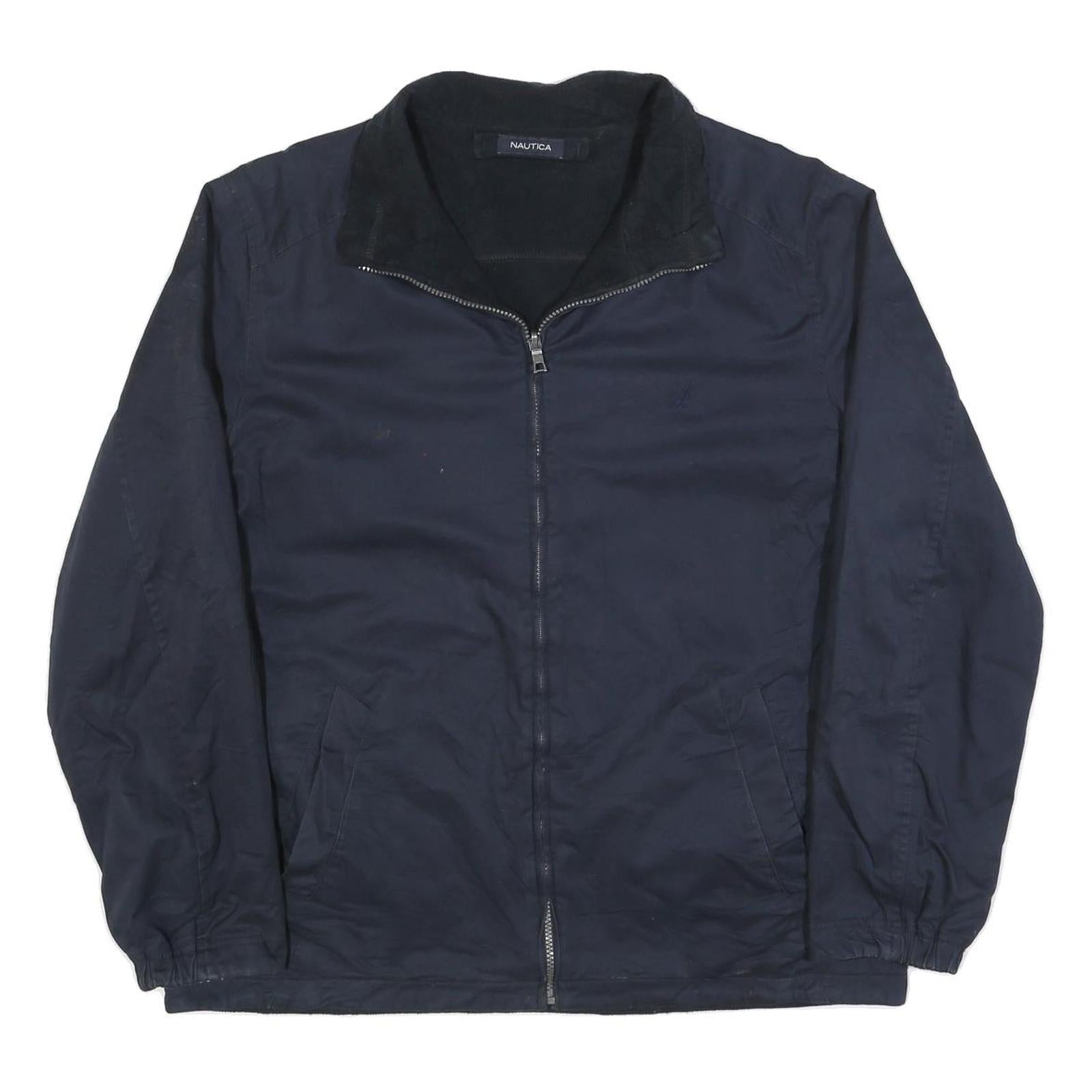NAUTICA Mens Navy Blue Reversible Zip Jacket L Polyester Blend Plain Casual Refurbished - N/A refurbished available on Cerqular