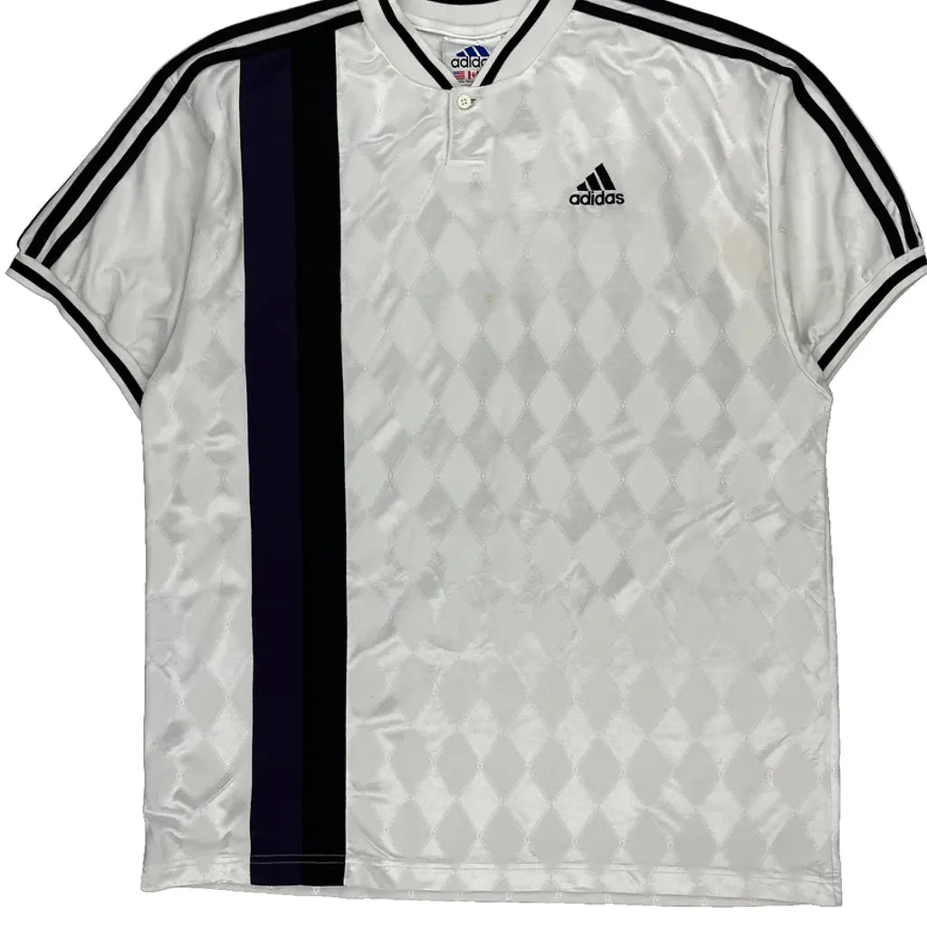Adidas Striped Football Shirt - XL Black Polyester Refurbished - Thrifted (note: this is a term often used to describe second- refurbished available on Cerqular