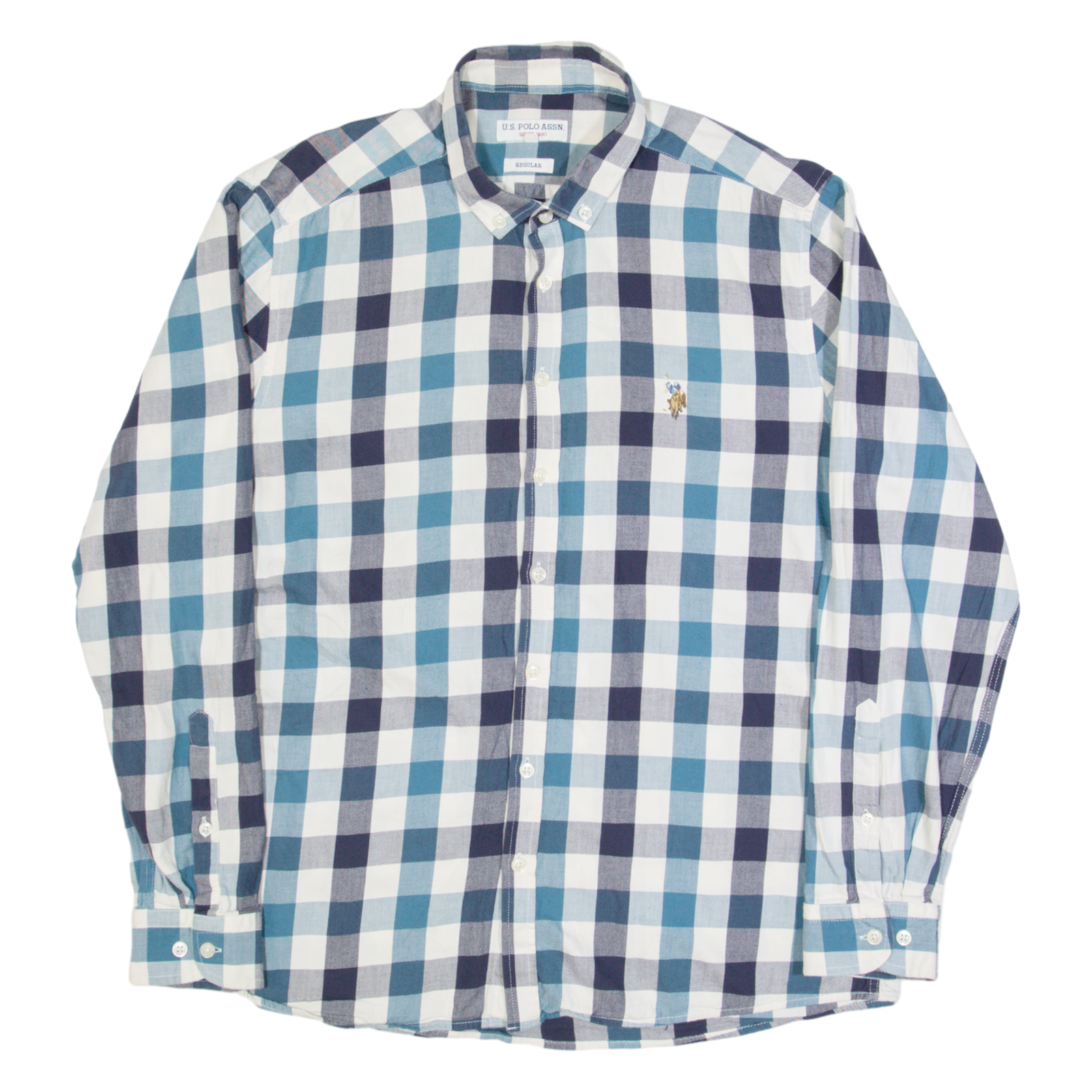 U.S. POLO ASSN Mens Shirt Blue Check Long Sleeve L Refurbished - N/A refurbished available on Cerqular